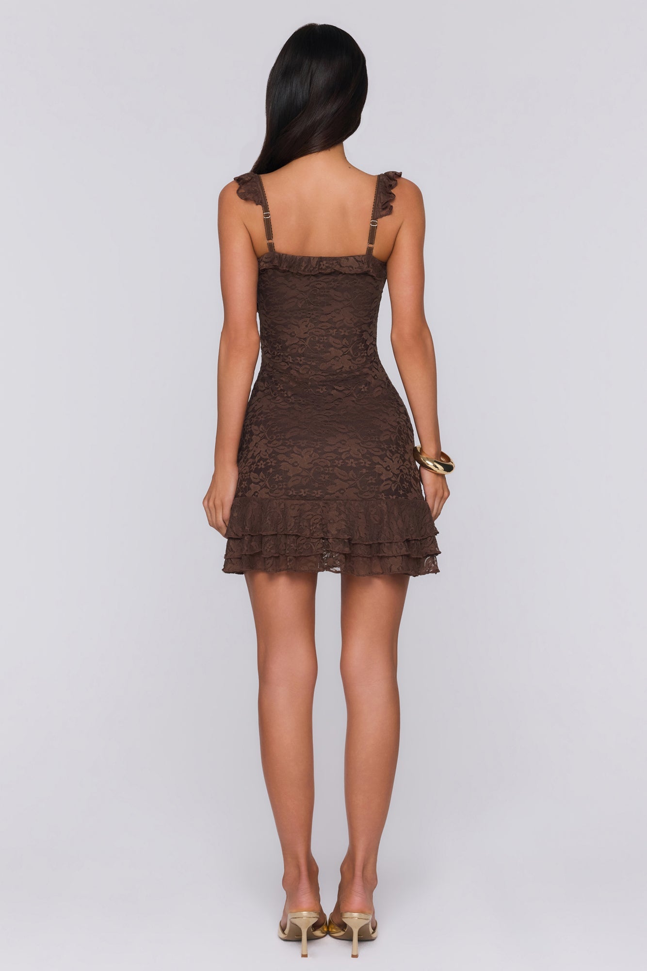 Little Sultry Lace Mini Dress Chocolate