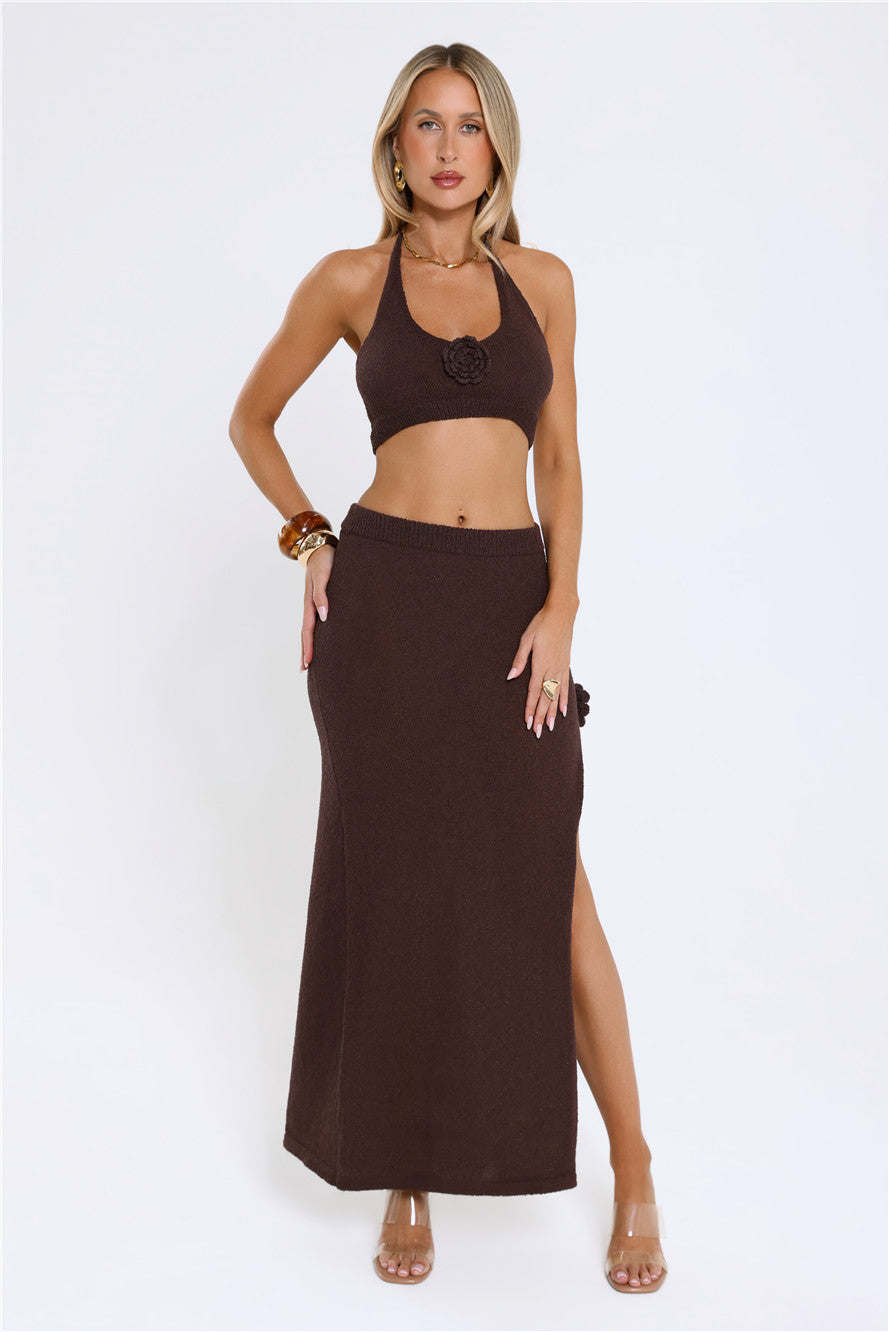 Golden Sands Maxi Skirt Brown