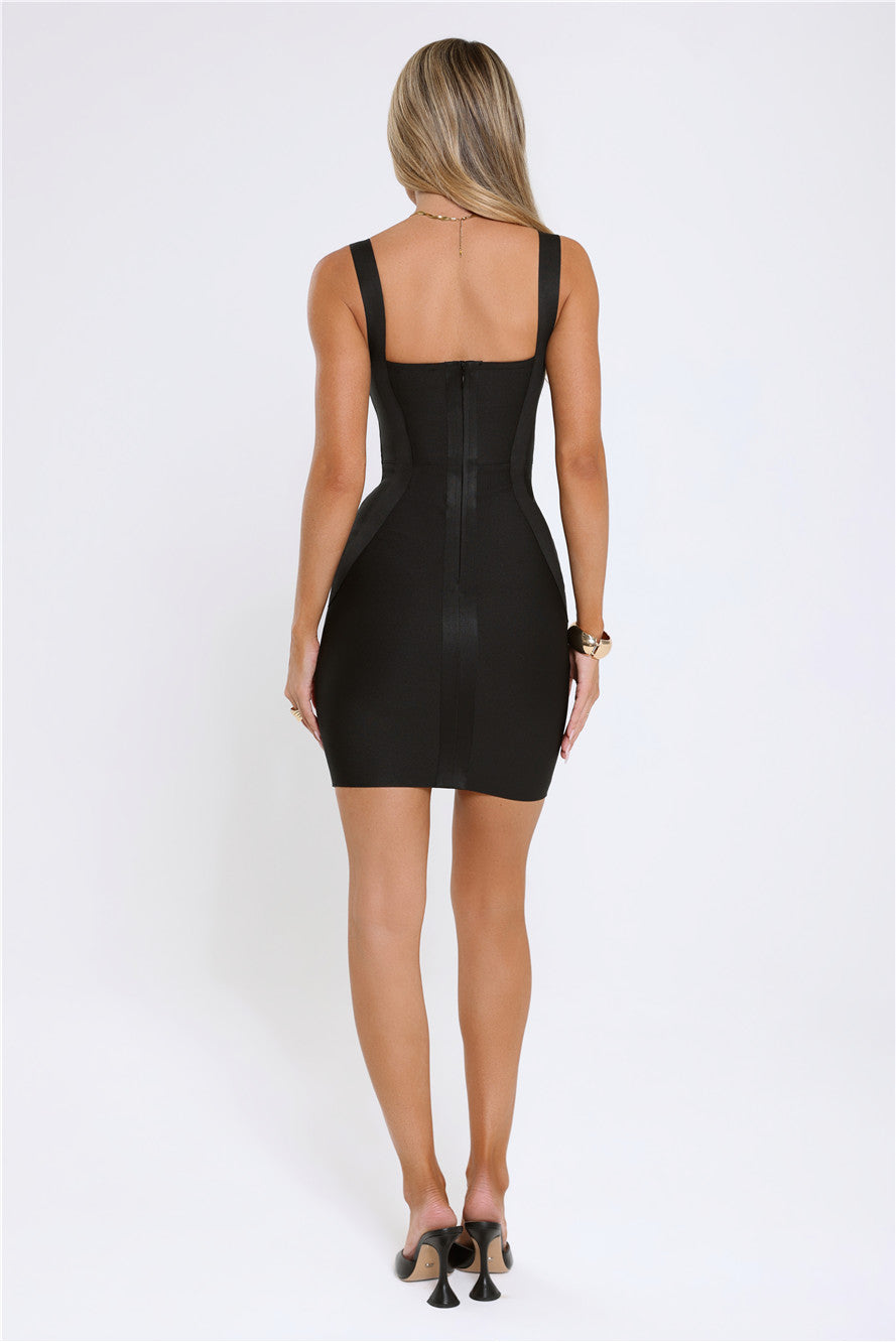 Level Up Bandage Mini Dress Black