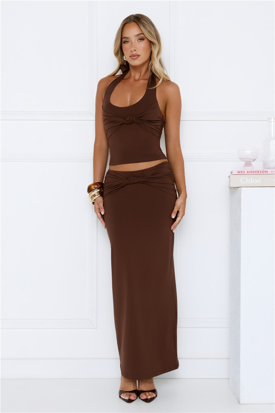 Not Your Business Maxi Skirt Brown