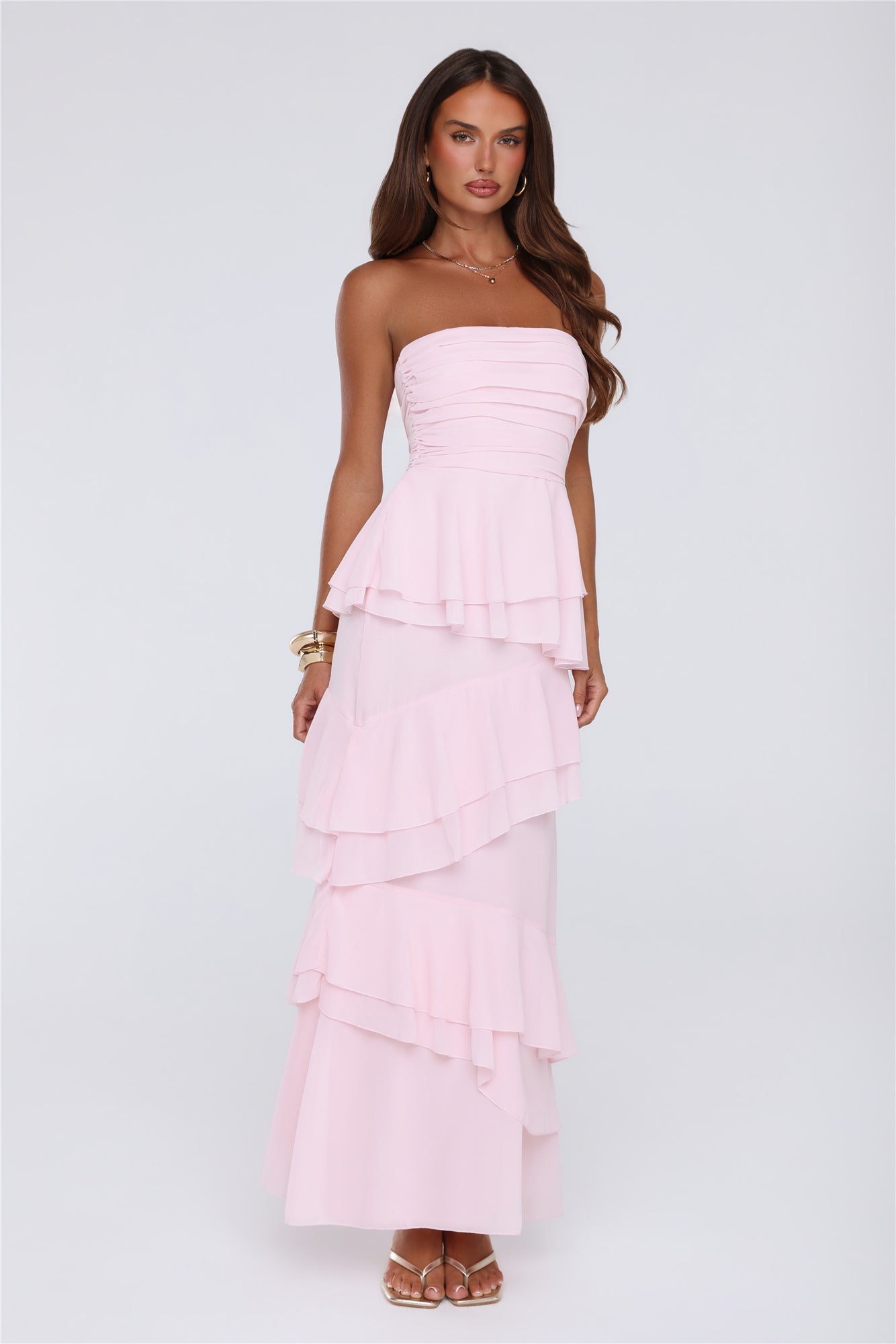 Dressed To Be Seen Strapless Maxi Dress Pink