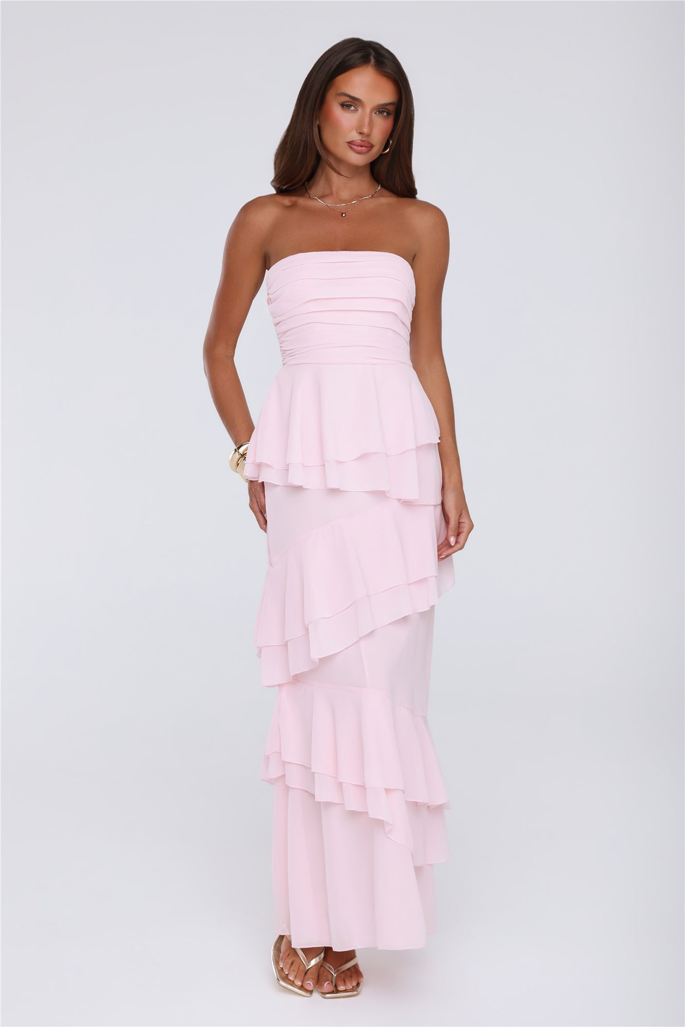 Dressed To Be Seen Strapless Maxi Dress Pink