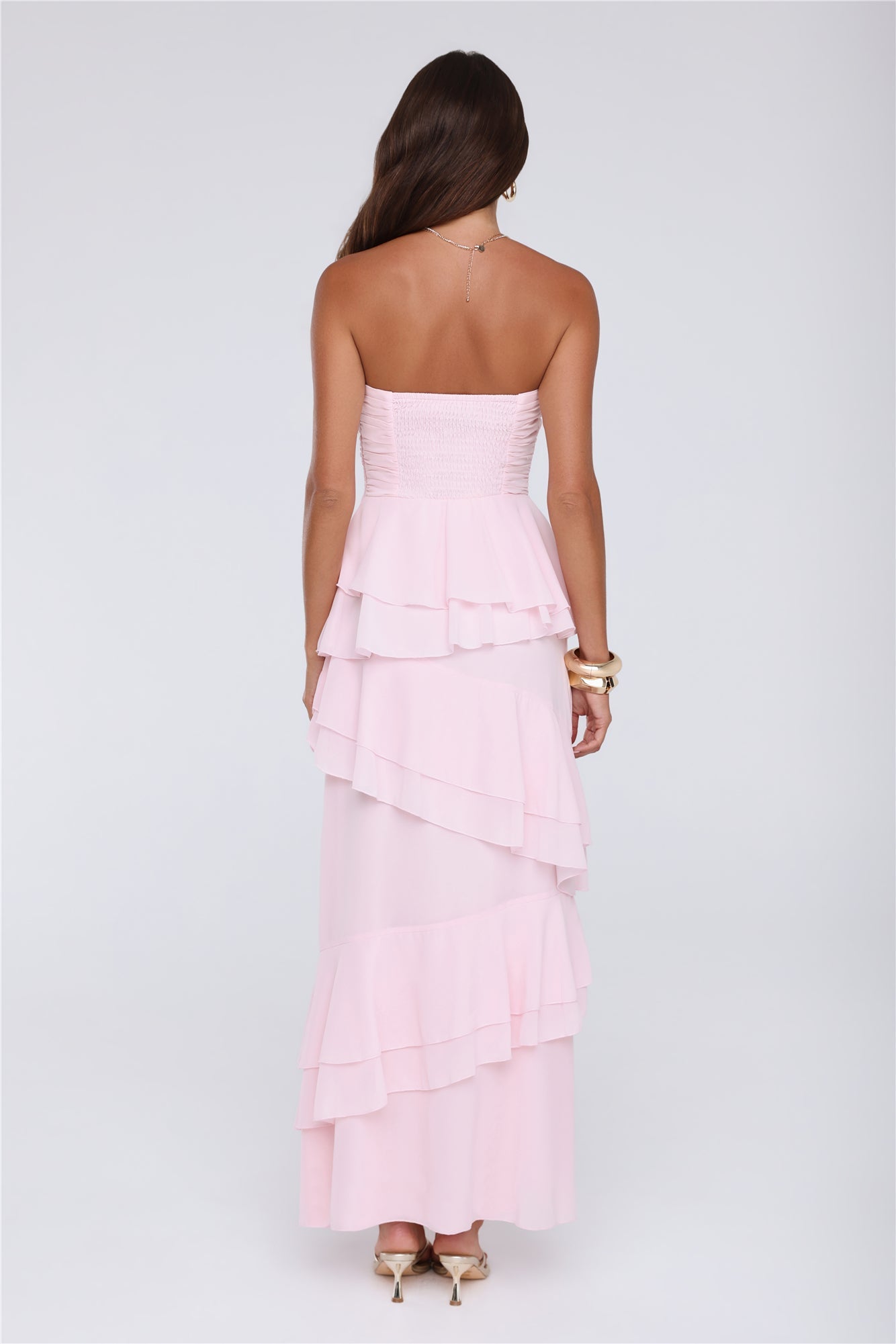 Dressed To Be Seen Strapless Maxi Dress Pink