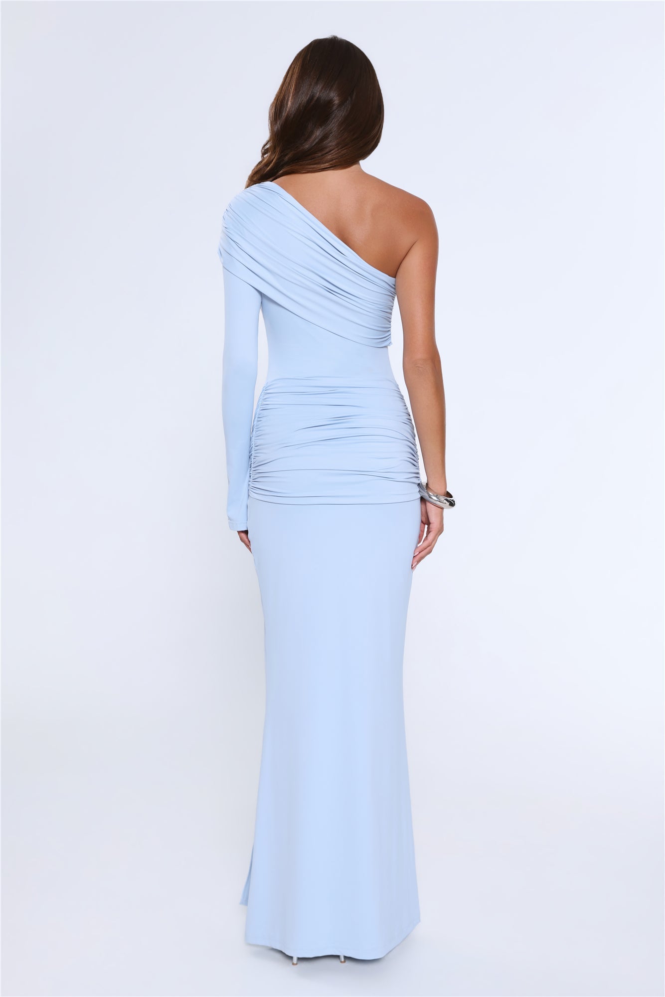 Night Starflower One Shoulder Maxi Dress Blue