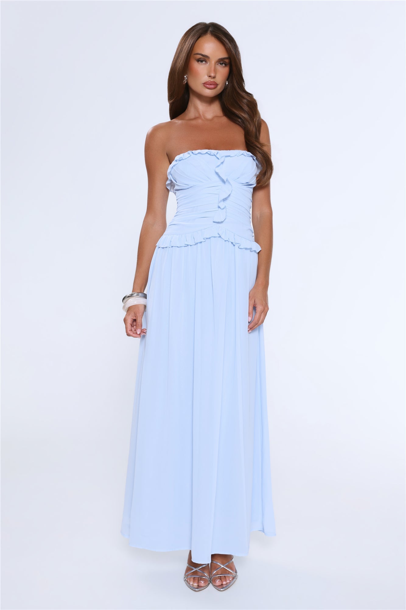 Hour Whispers Strapless Maxi Dress Blue