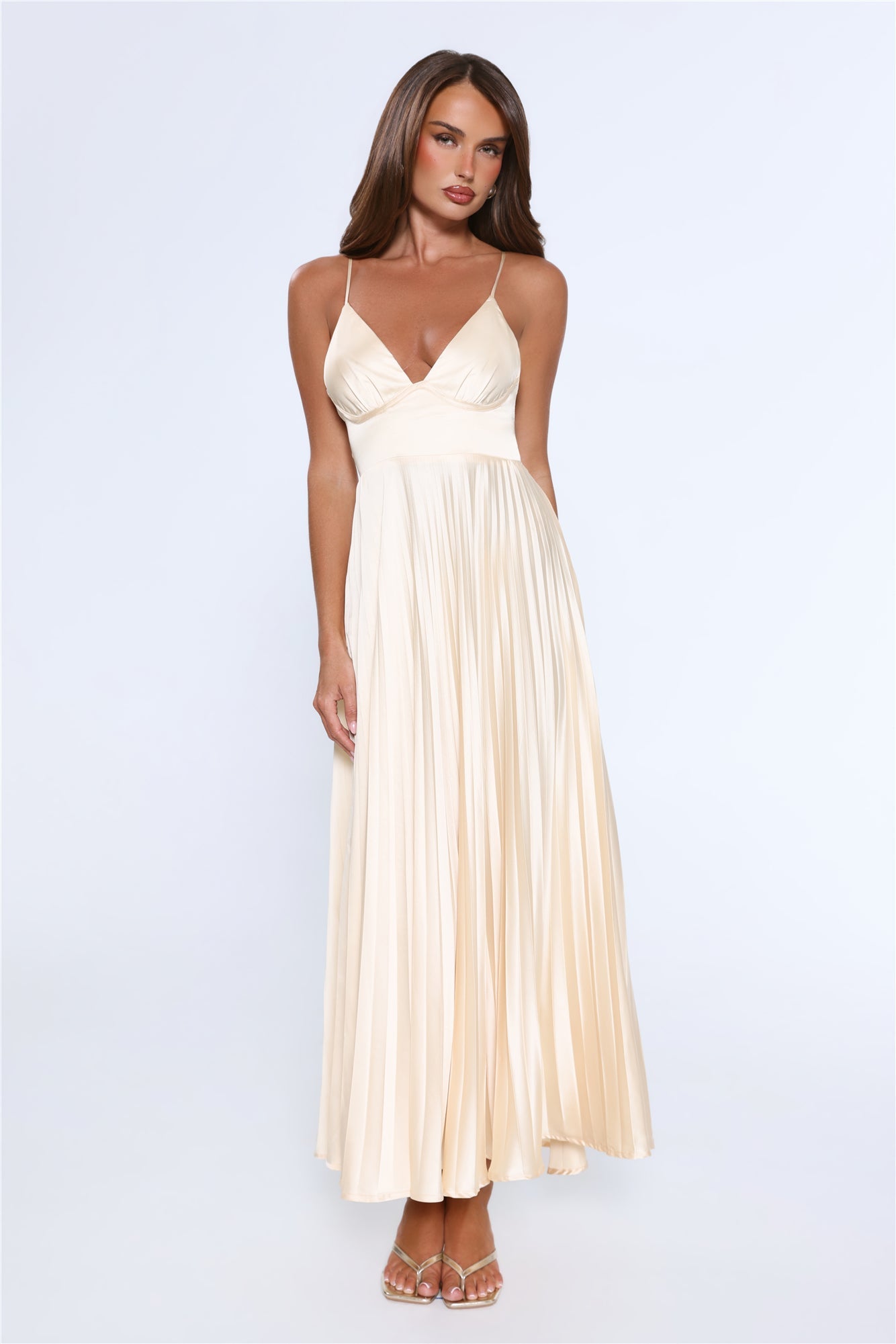 Elegance Found Pleated Maxi Dress Yellow