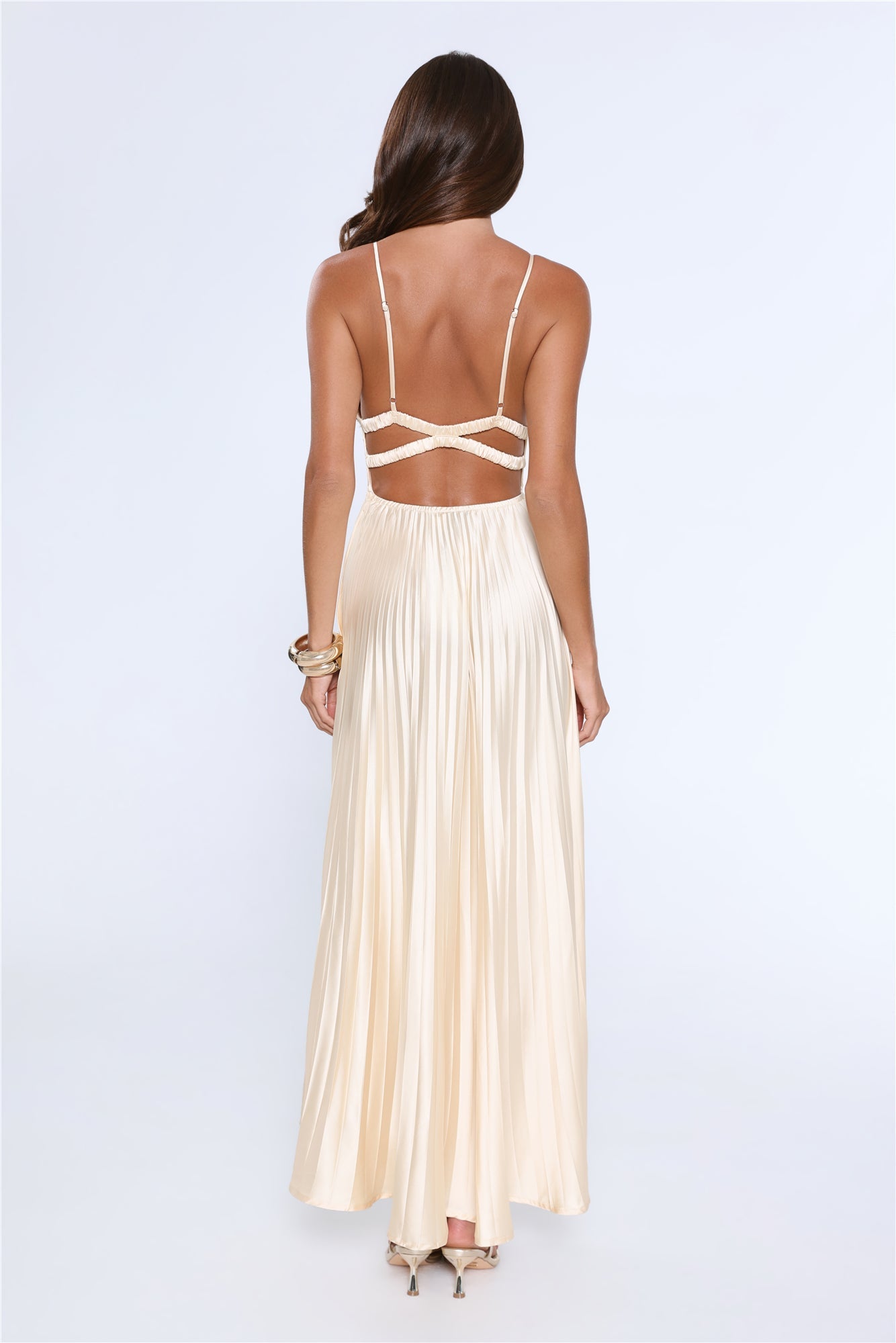 Elegance Found Pleated Maxi Dress Yellow