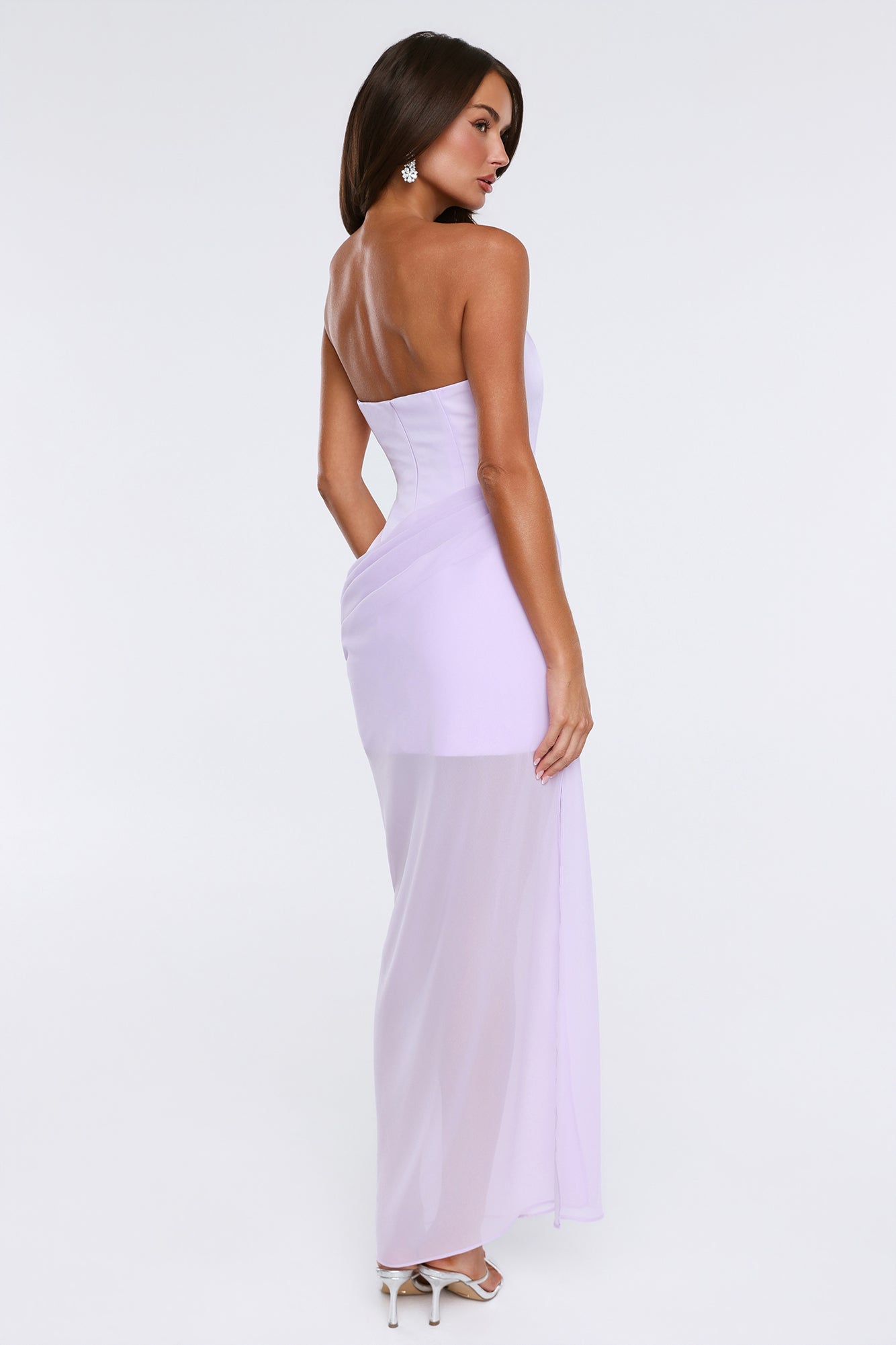 Tropic Sunset Strapless Maxi Dress Lilac