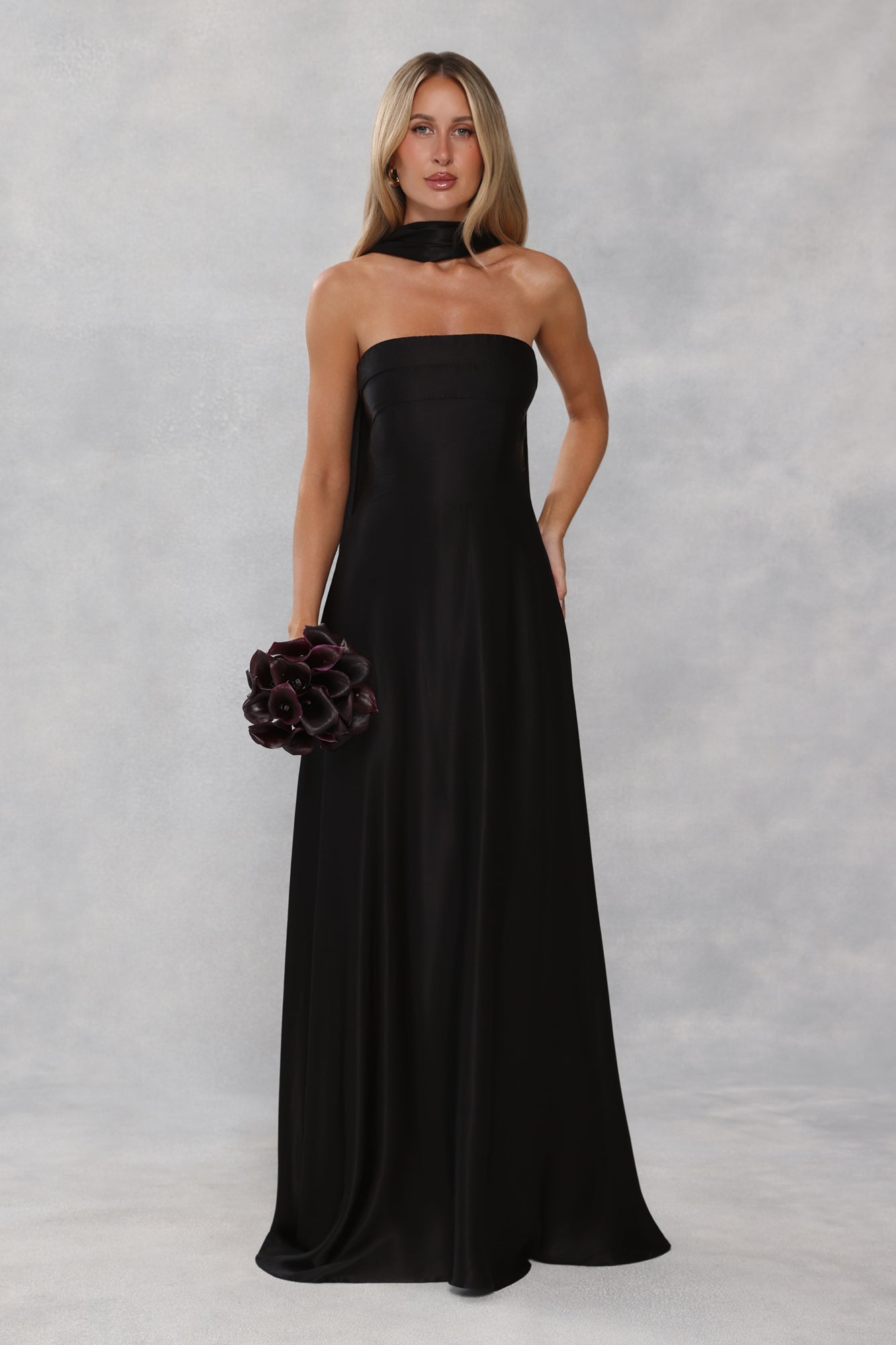 Satin Neck Scarf Black