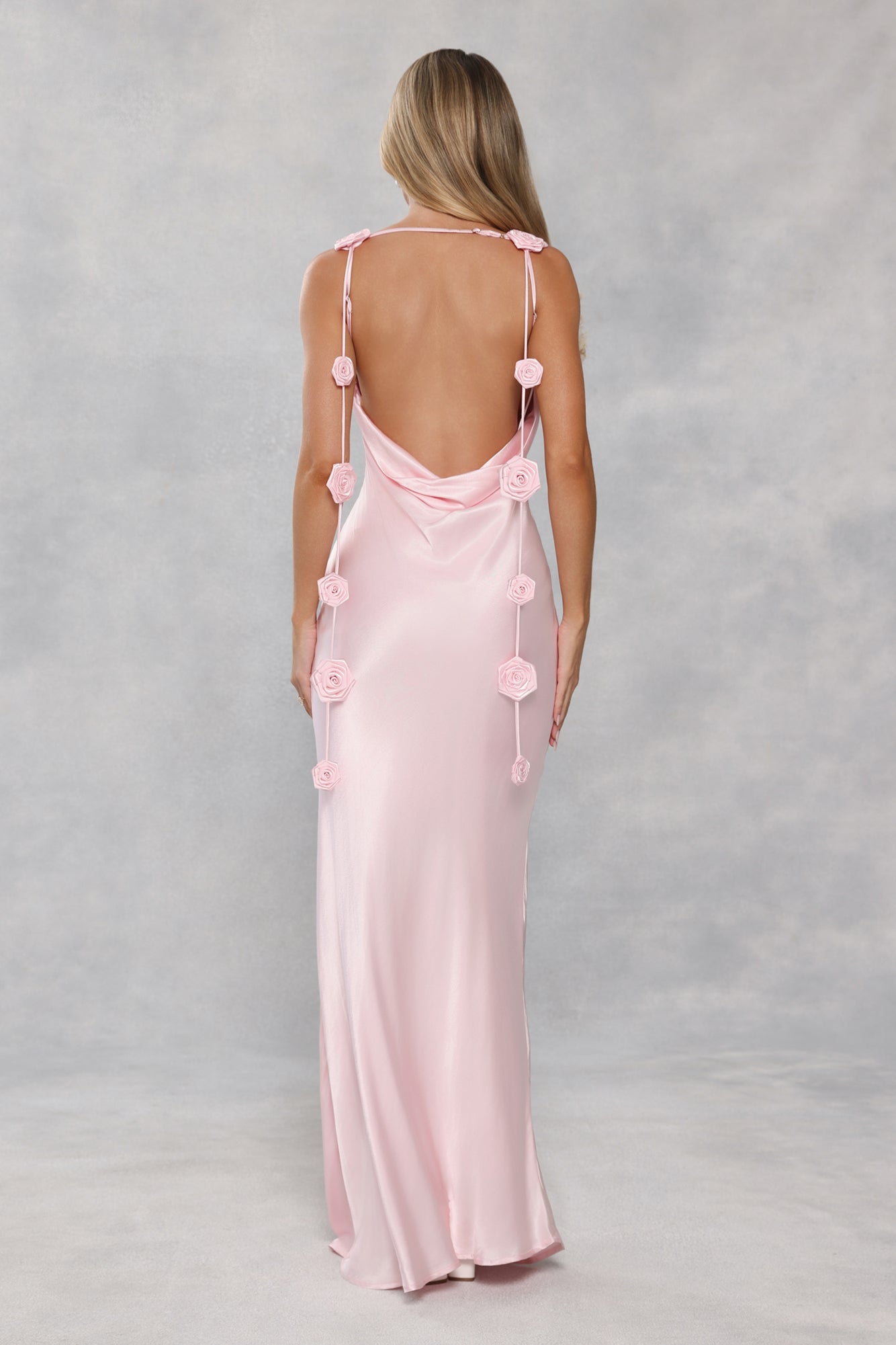 The Flora Satin Maxi Dress Light Pink