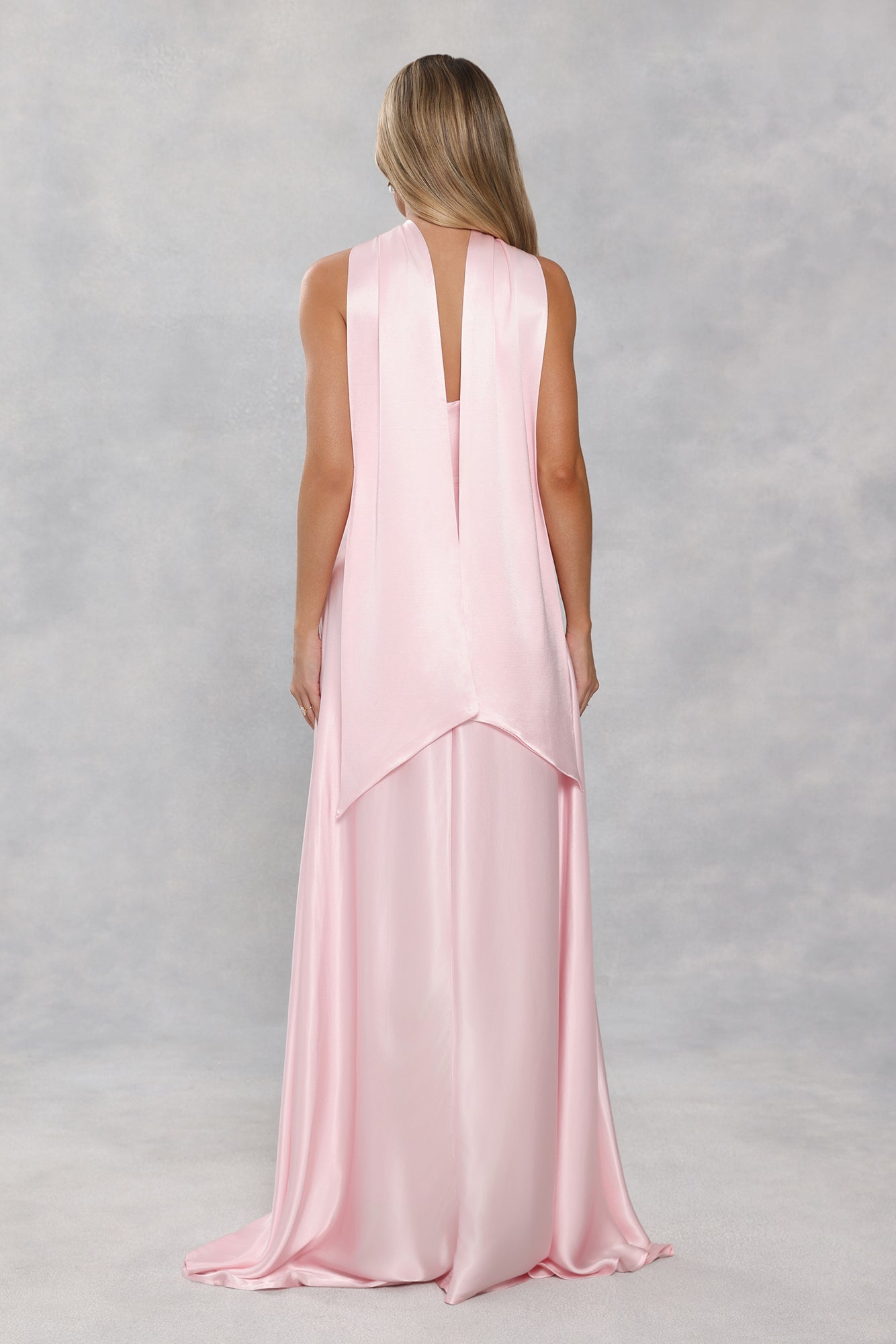The Serina Strapless Satin Maxi Dress Light Pink