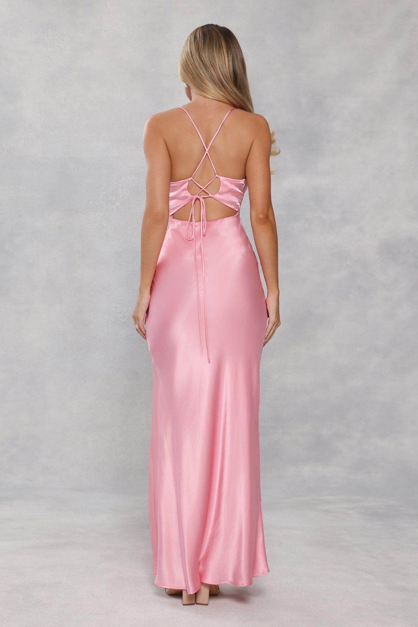 The Sophia Satin Maxi Dress Candy Pink