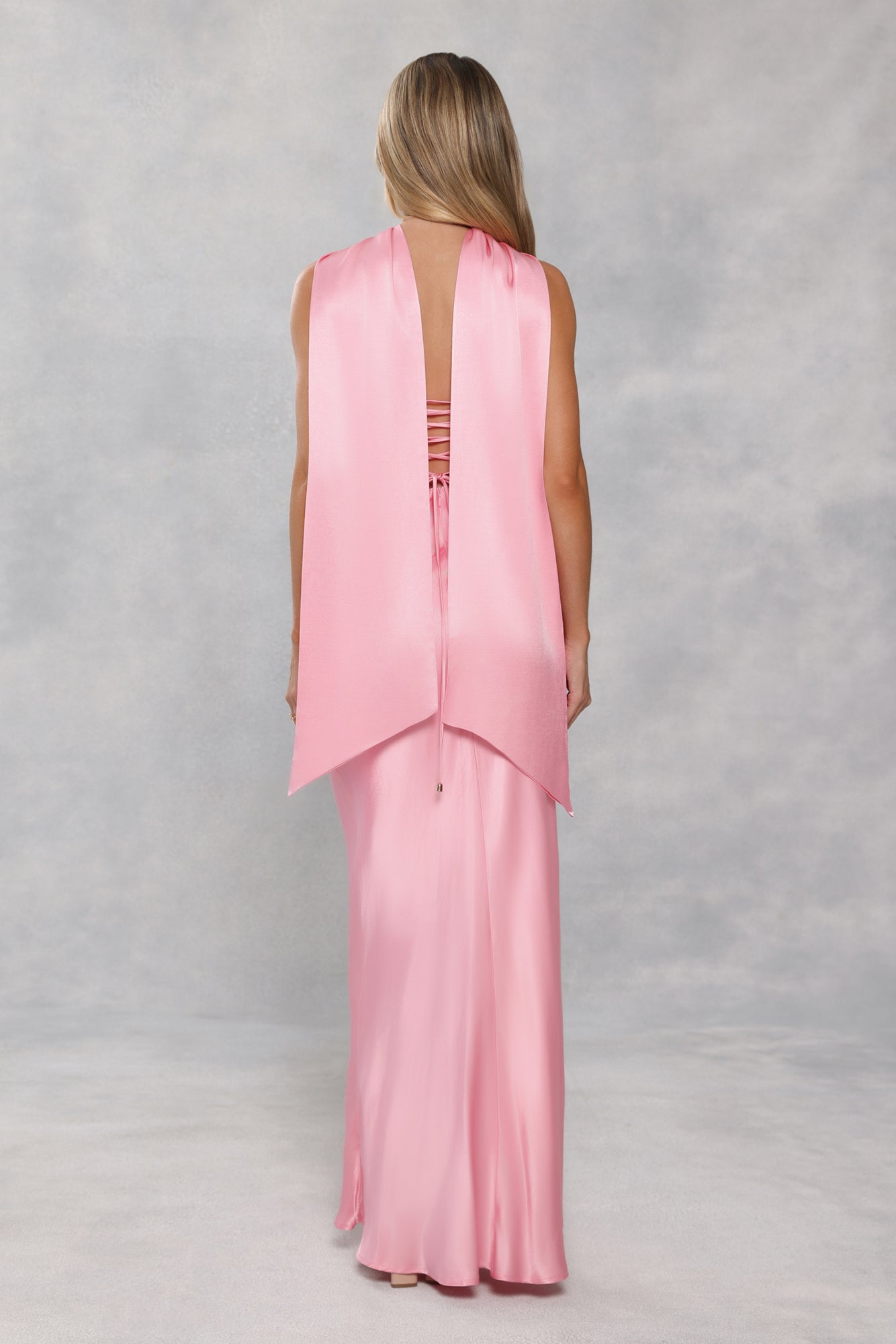 The Seraphina Strapless Satin Maxi Dress Candy Pink