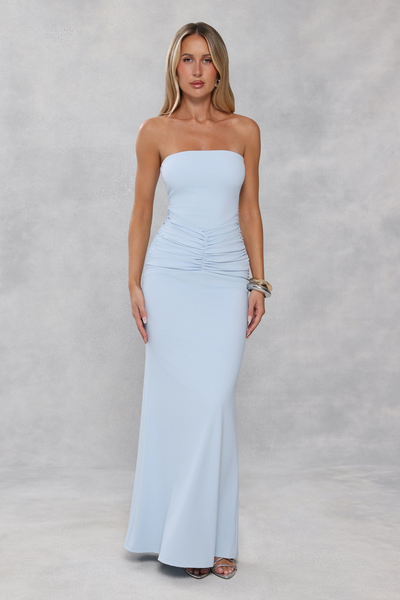 Platinum Party Strapless Maxi Dress Blue