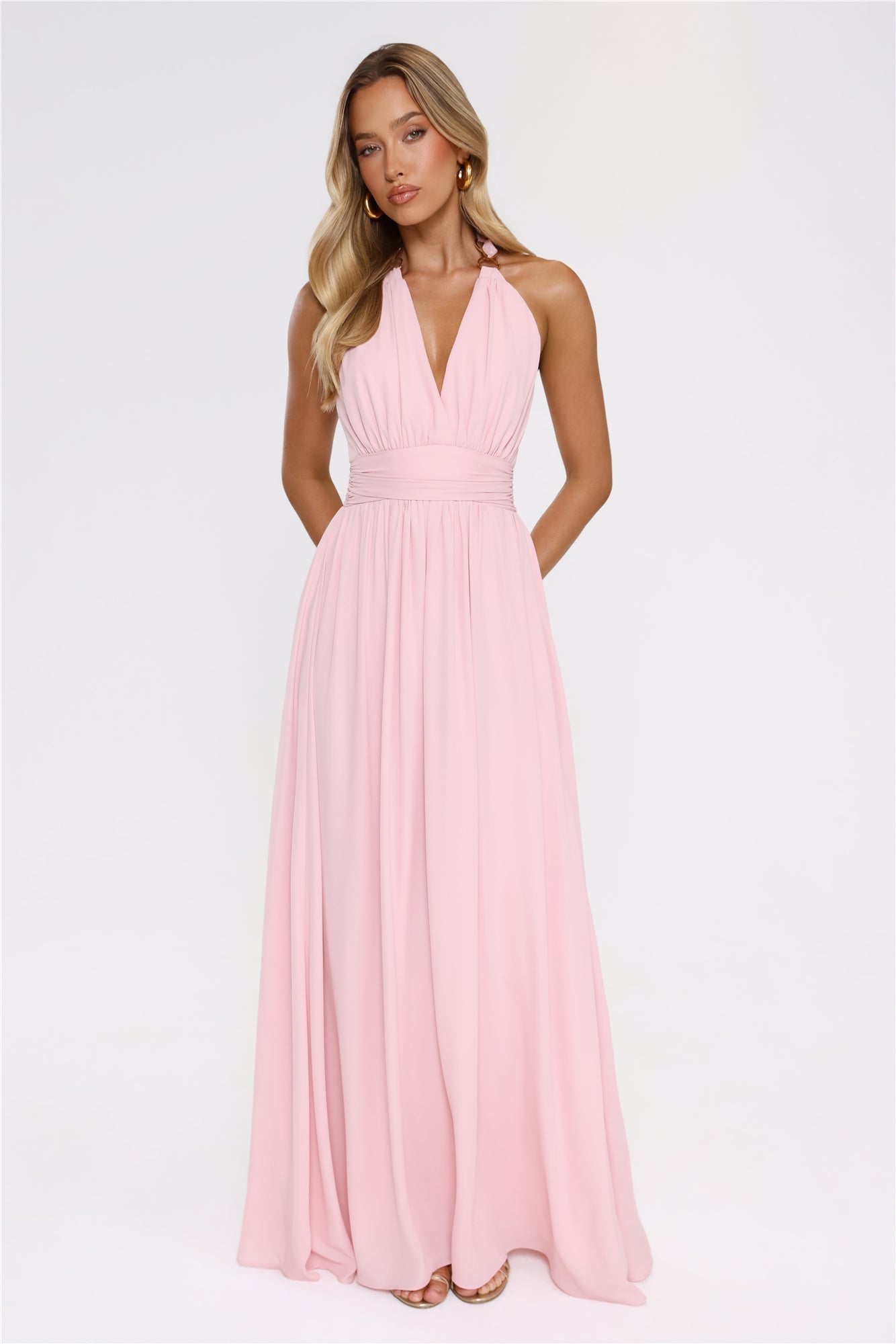 Eternal Coastline Halter Maxi Dress Pink