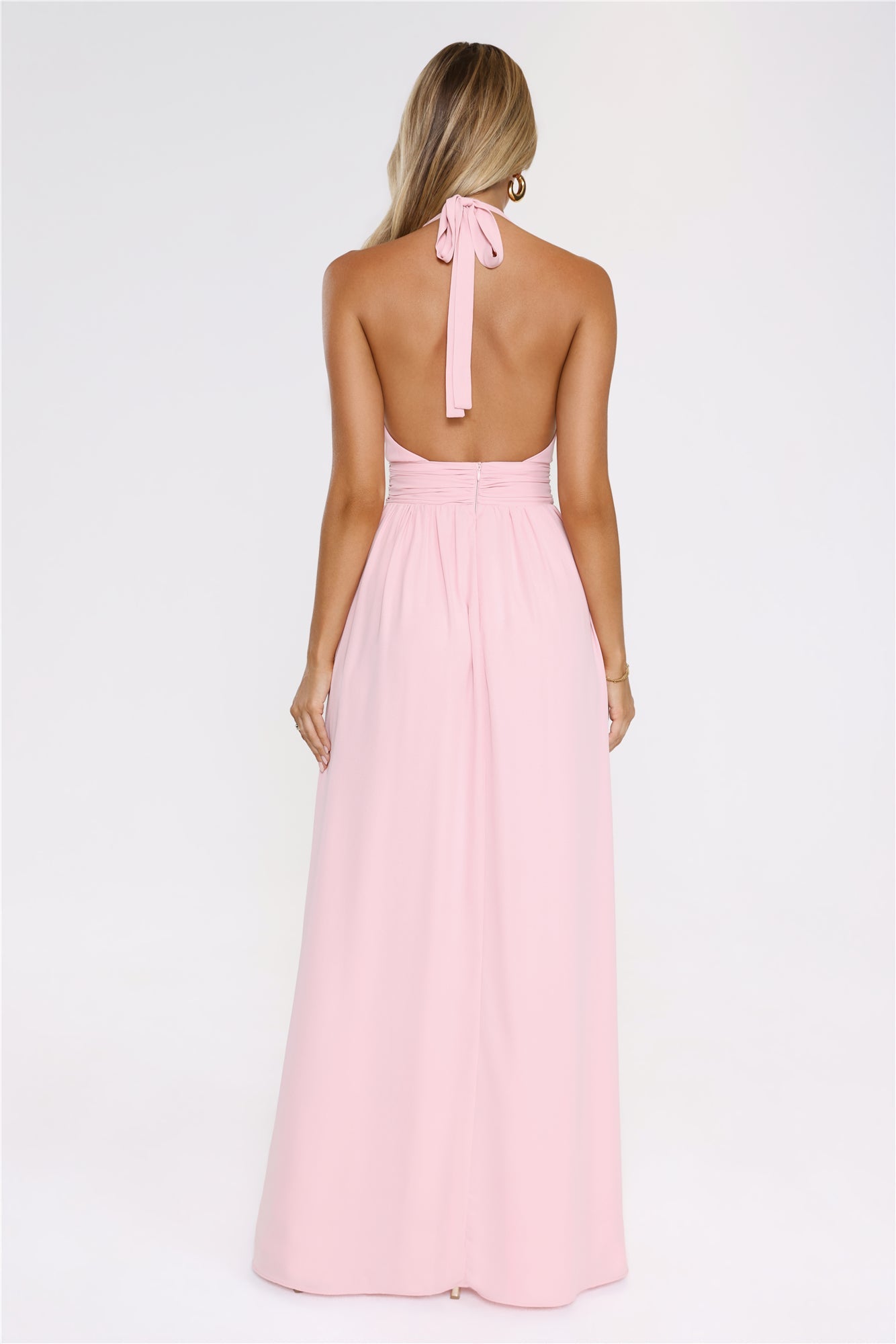 Eternal Coastline Halter Maxi Dress Pink