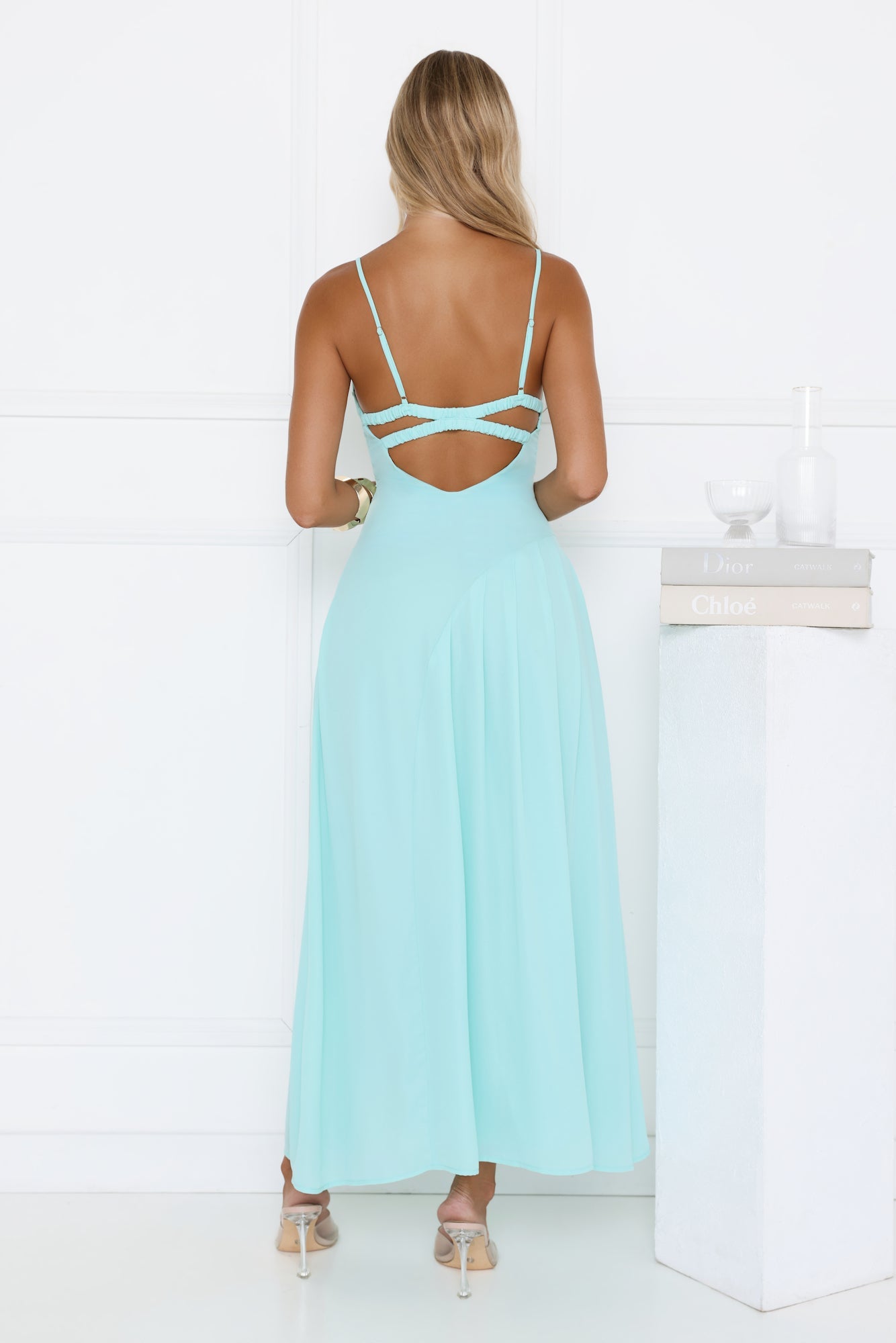 Gilded Whisper Maxi Dress Blue