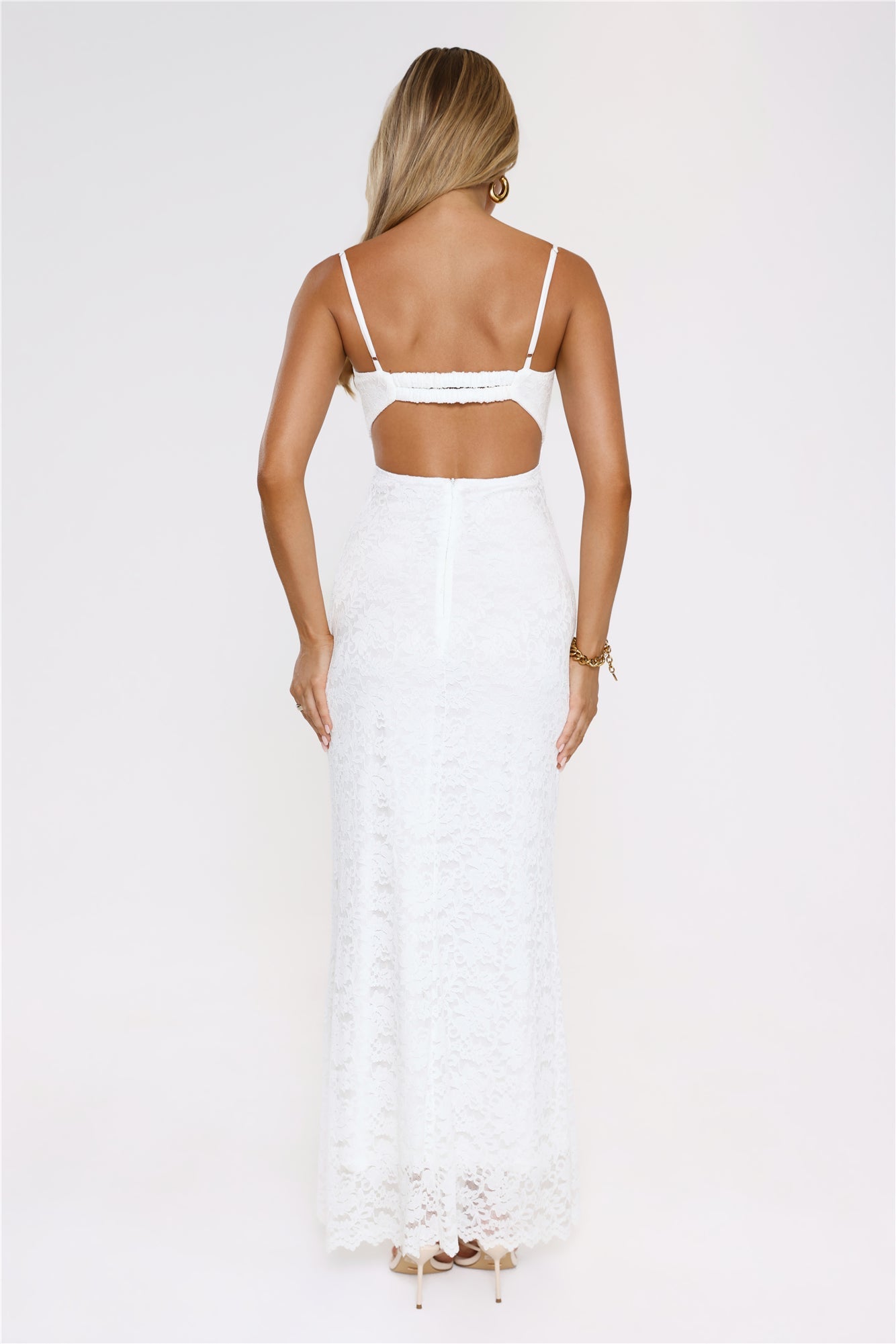 Moonlit Veil Lace Maxi Dress White