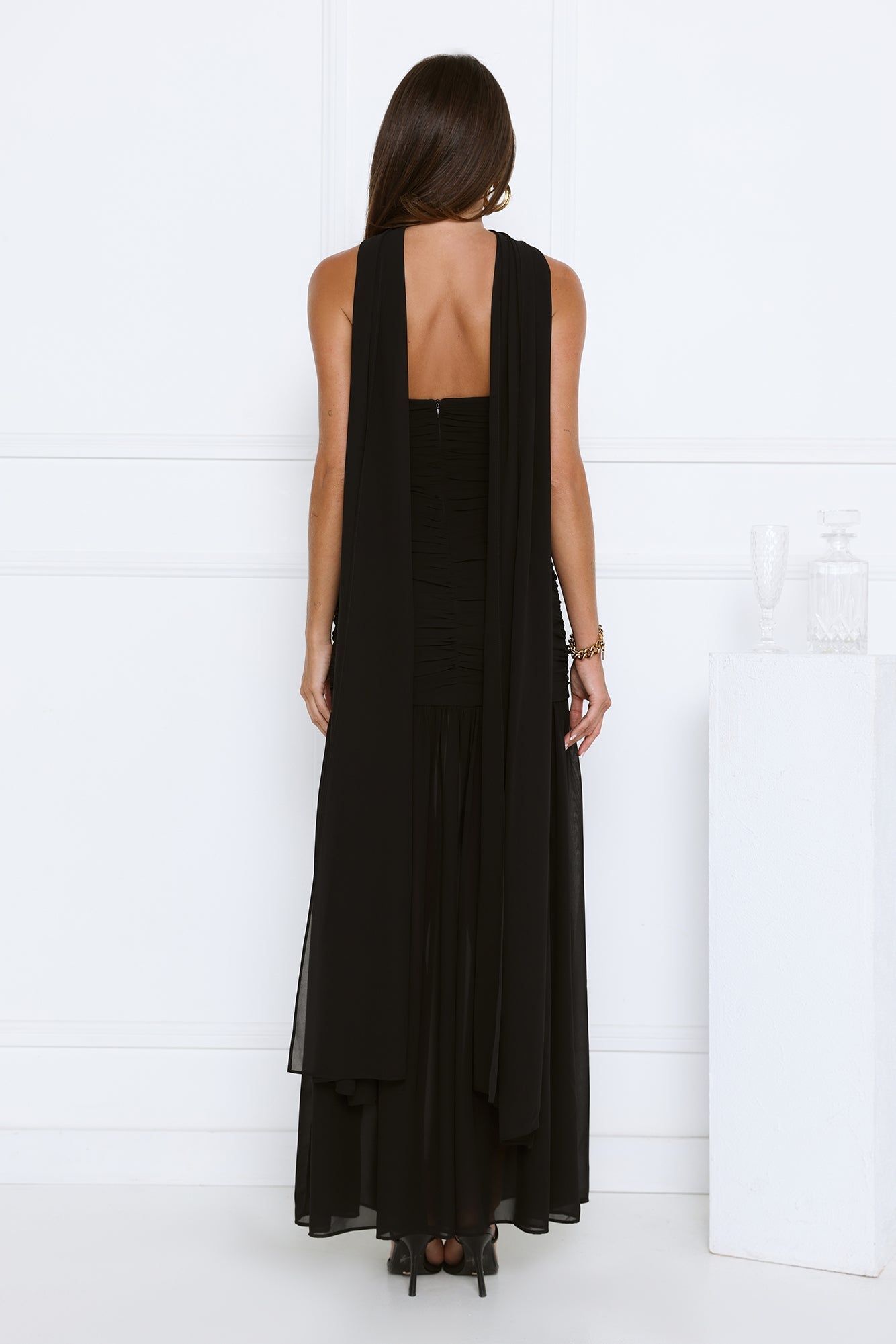 Soirée Glow Strapless Maxi Dress Black