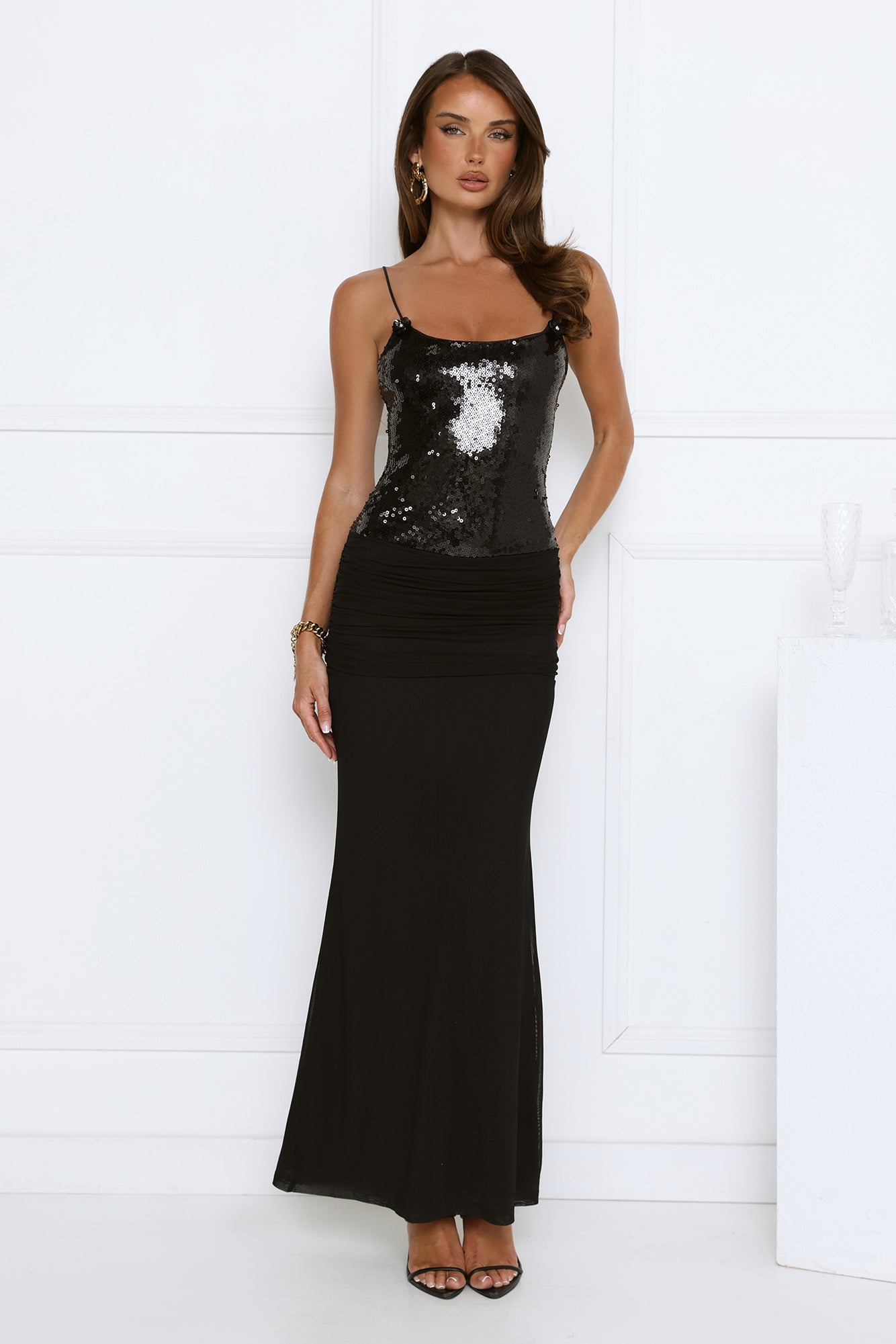 Midnight Shine Sequin Maxi Dress Black