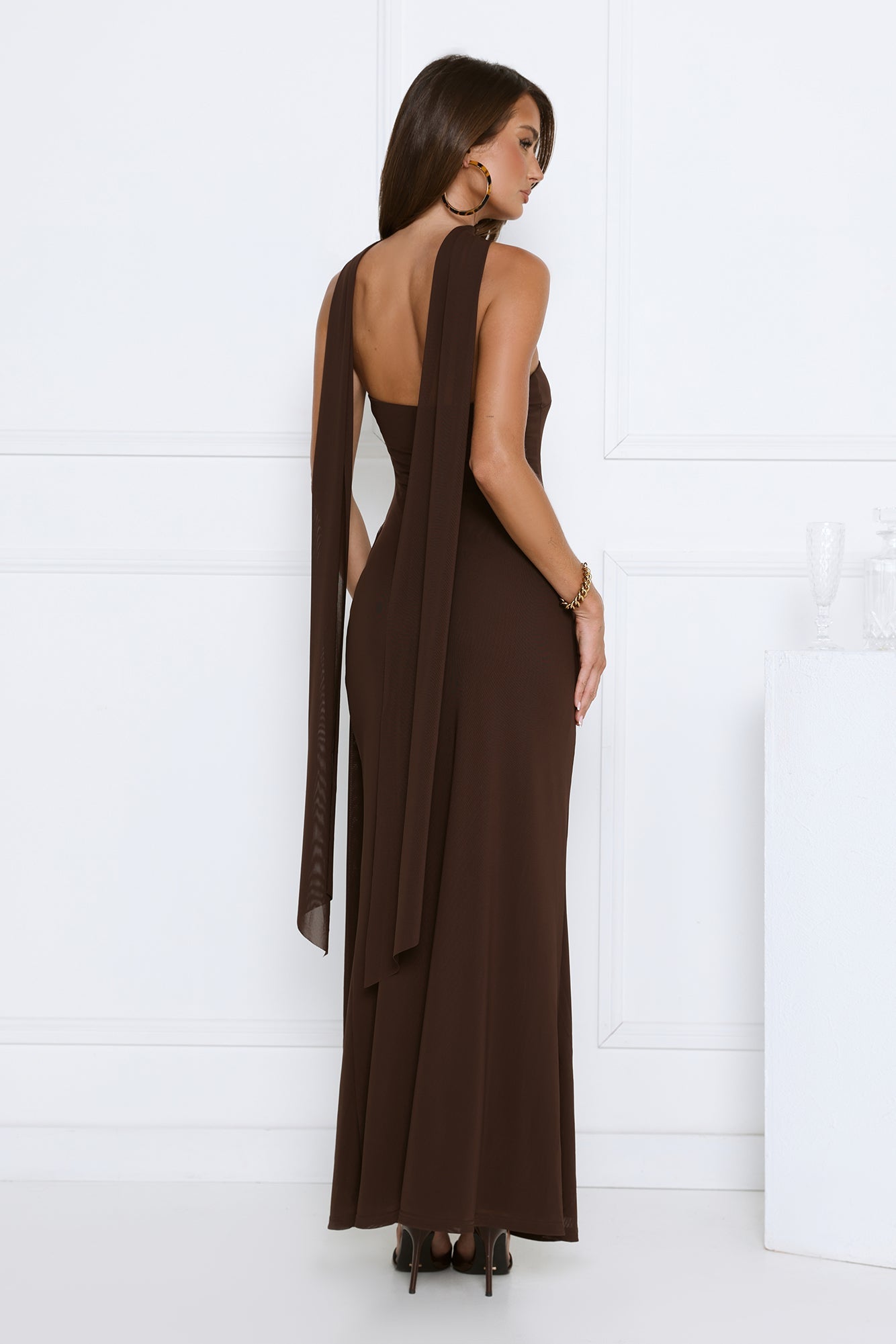 Day To Night Luxe Strapless Maxi Dress Chocolate