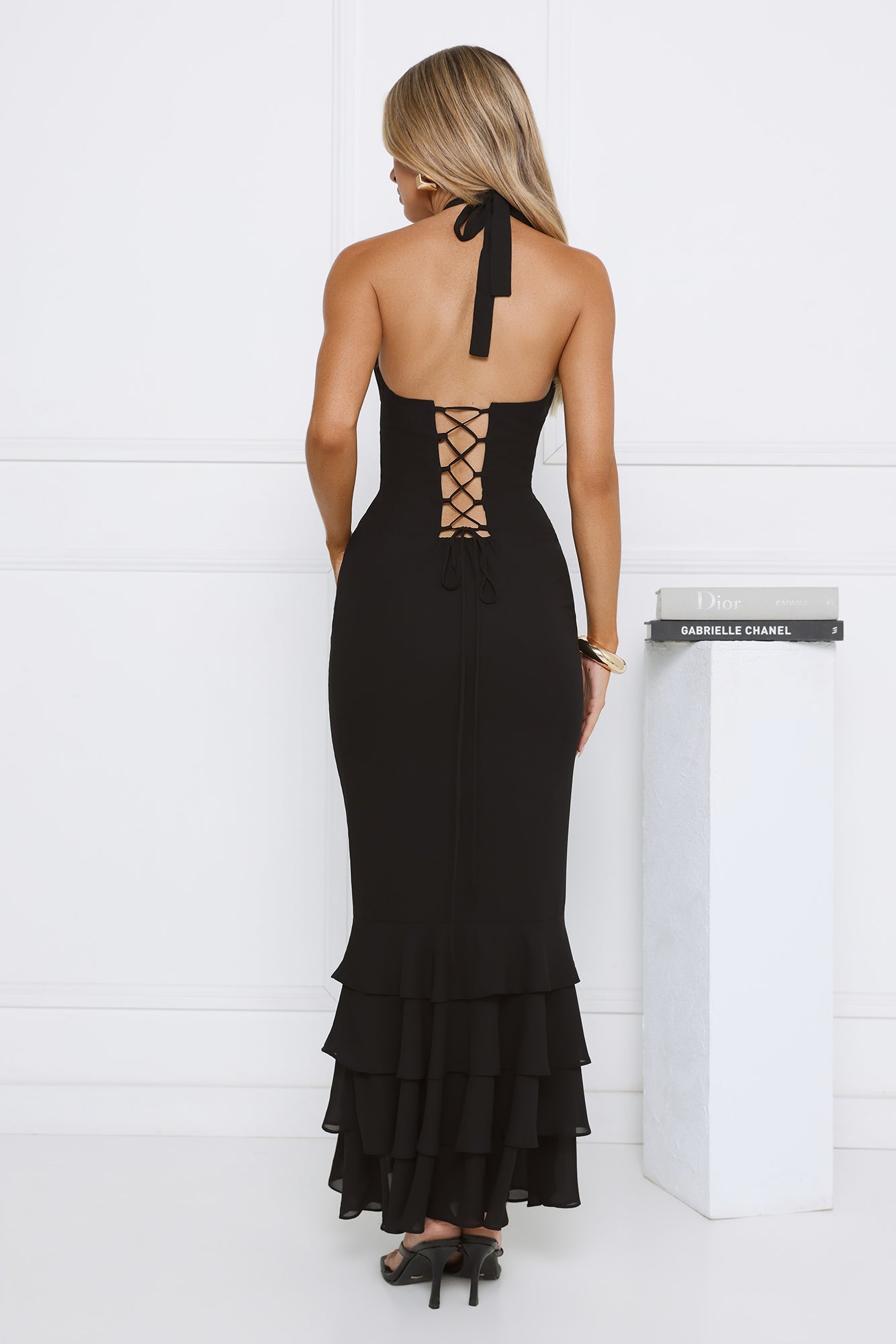 The Cool Standard Halter Maxi Dress Black