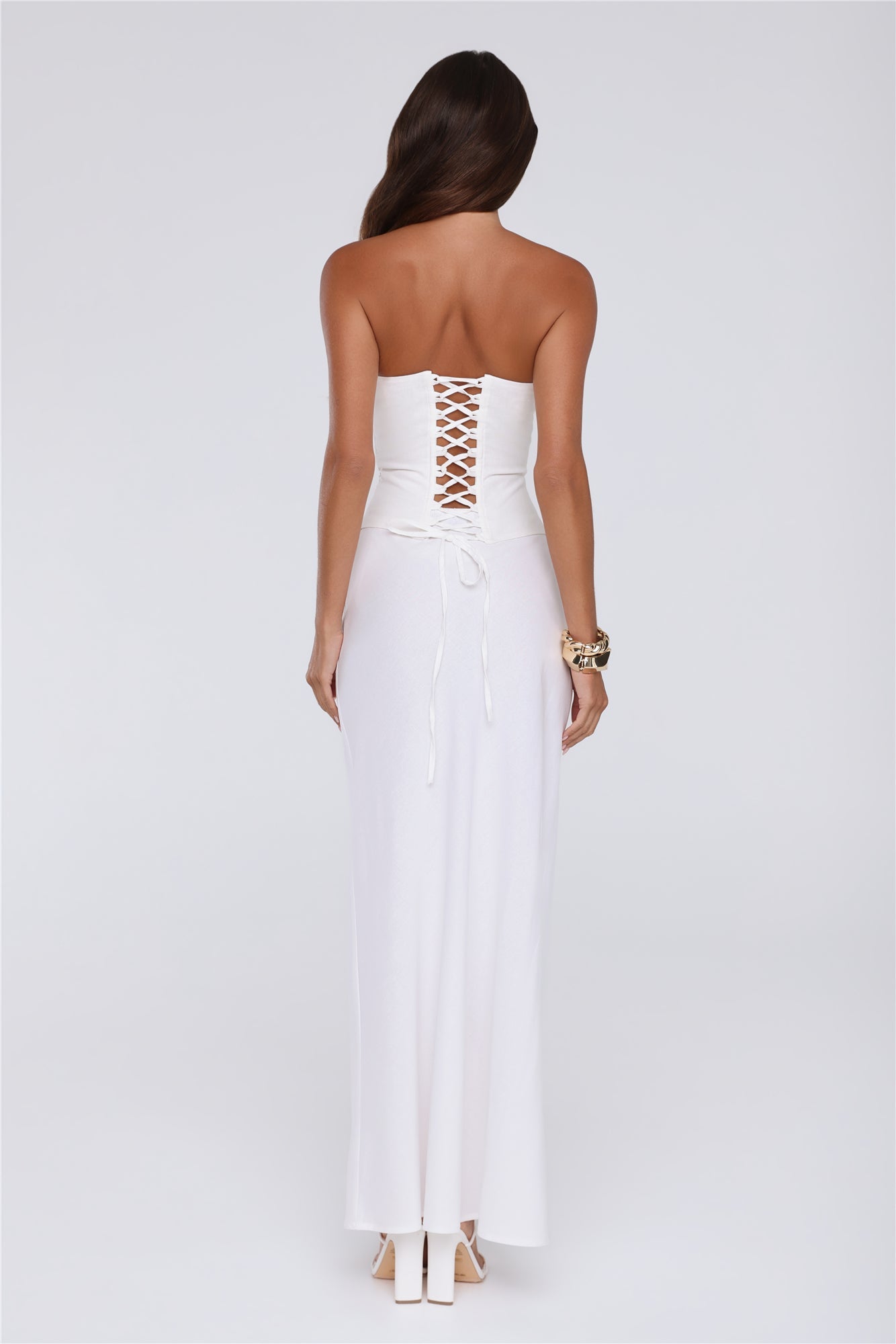 Gloss Goals Linen Blend Maxi Skirt White