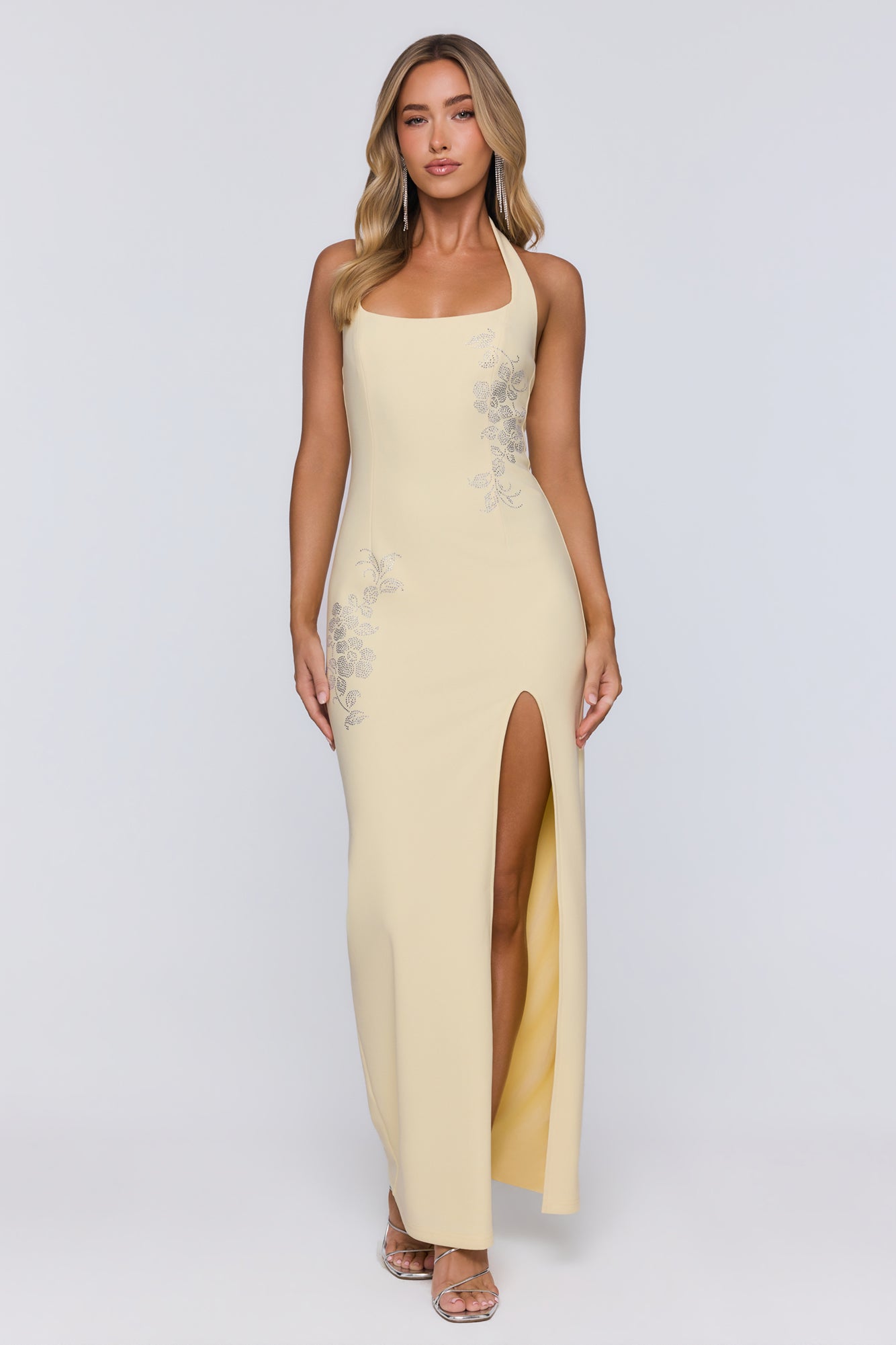 Too Hot To Miss Halter Maxi Dress Yellow