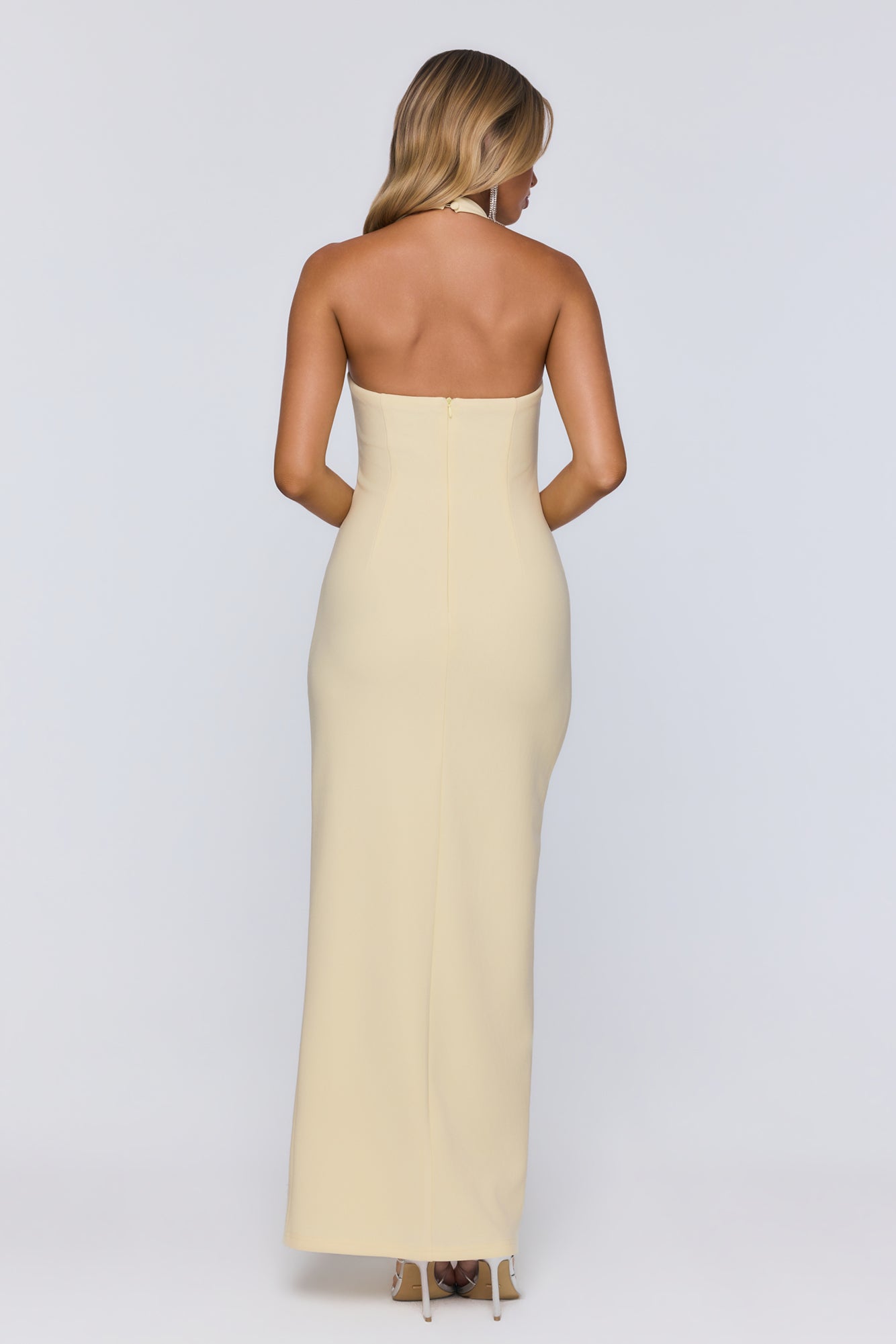 Too Hot To Miss Halter Maxi Dress Yellow
