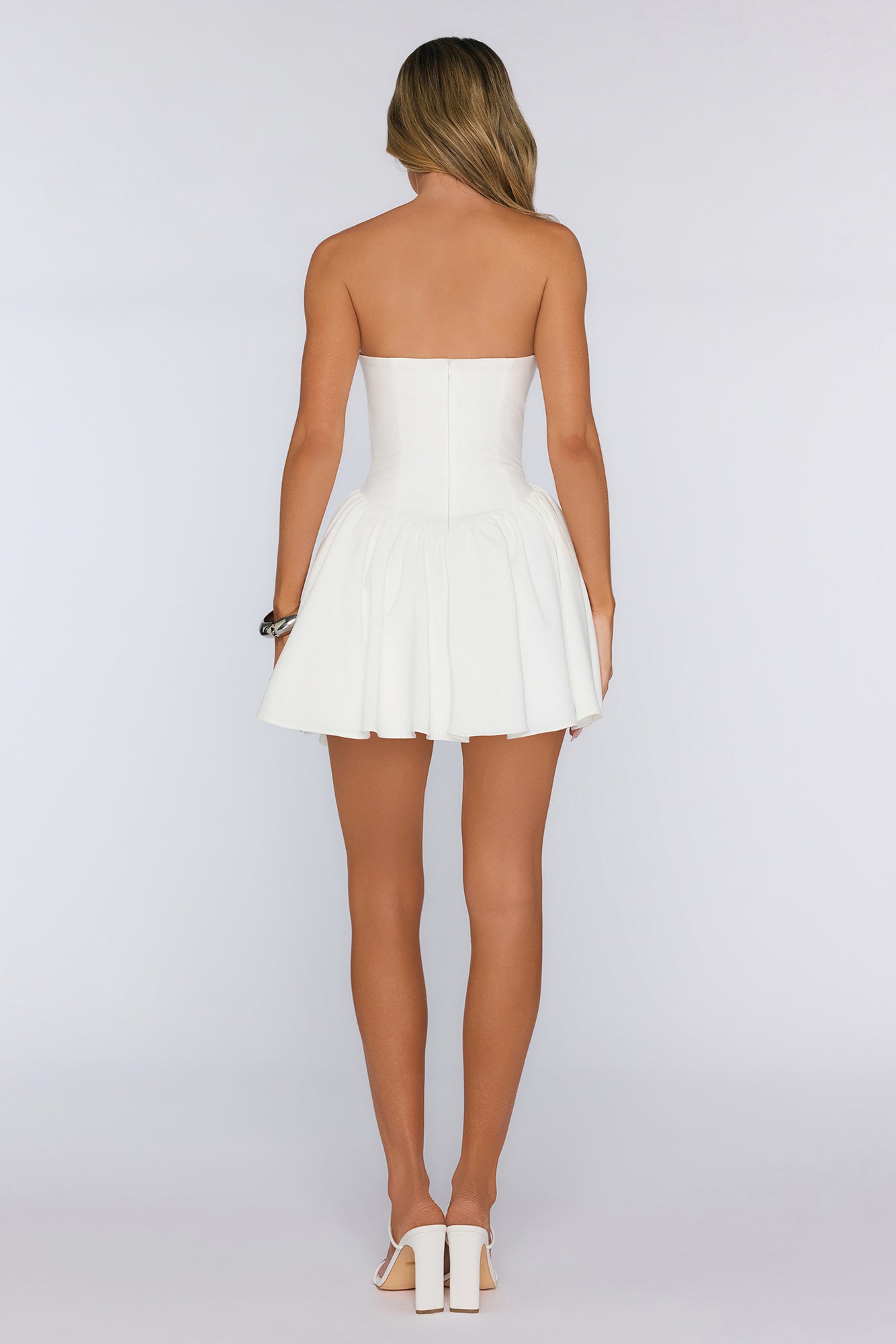 Mysterious Rose Strapless Mini Dress White