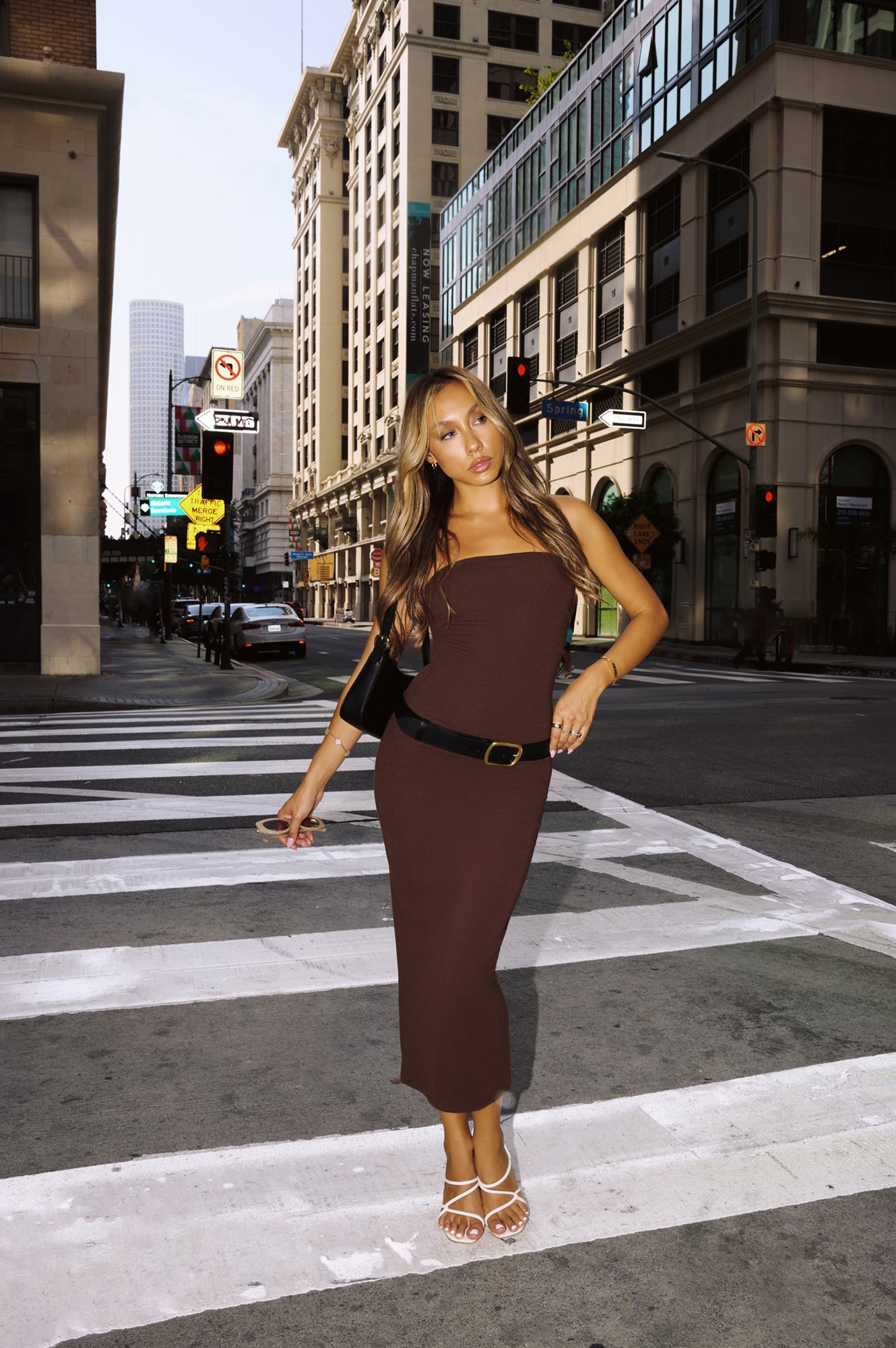 BASE Luxe Rib The Ultimate Strapless Midi Dress Chocolate