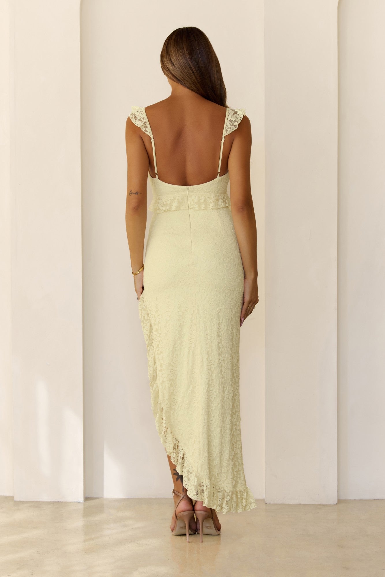 Enchanted By You Lace Midi Dress Yellow