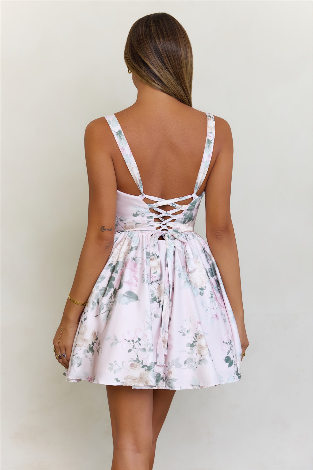 Sweet Romance Floral Corset Mini Dress Pink