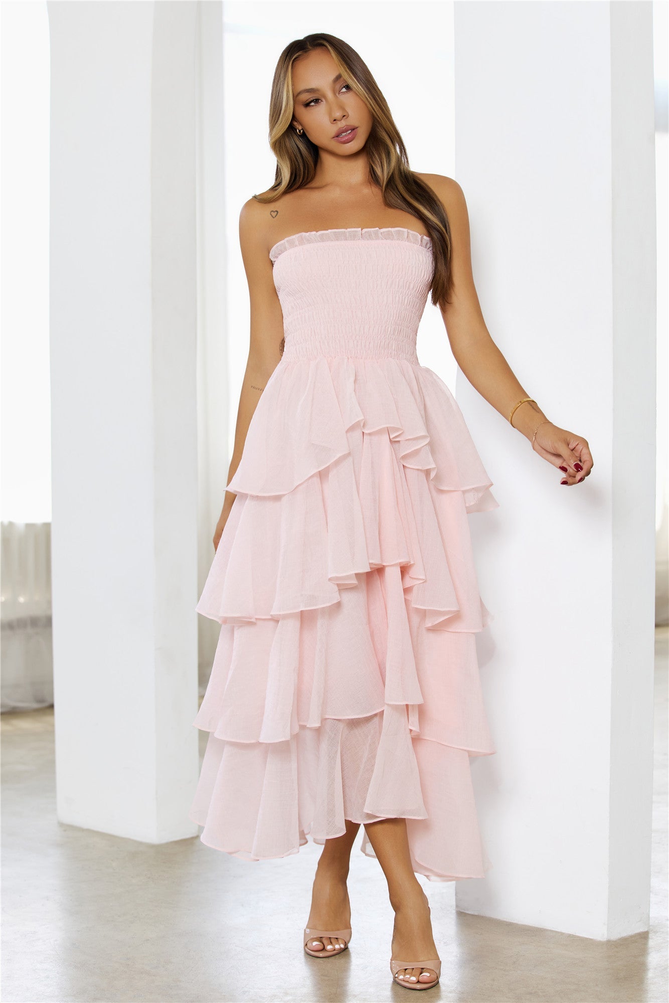 Always The Moment Strapless Maxi Dress Pink
