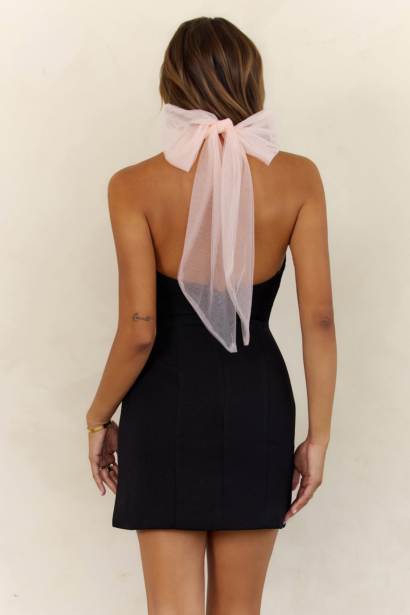 Spotlight Love Halter Mini Dress Black