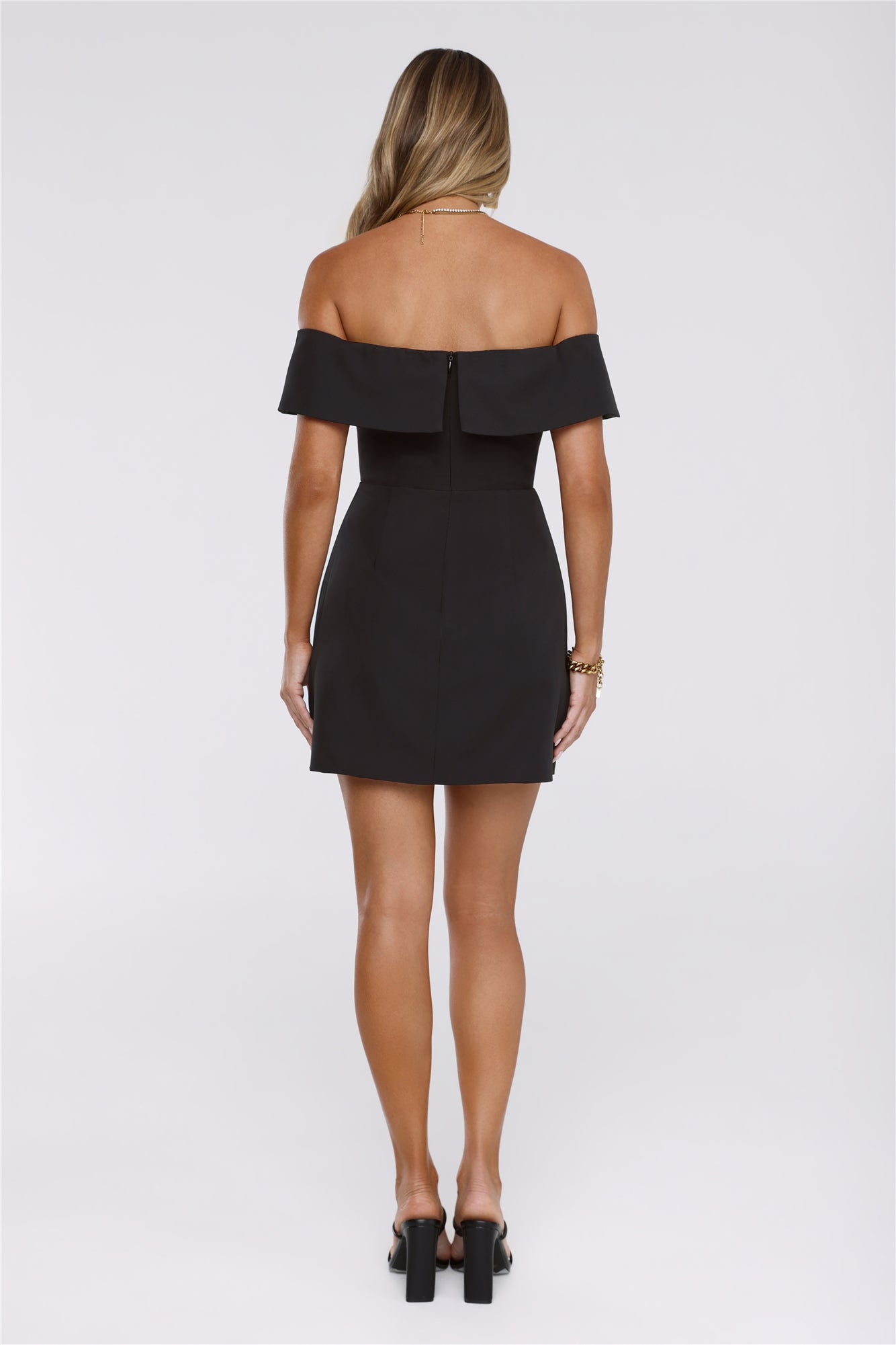 Tailored Allure Off Shoulder Mini Dress Black