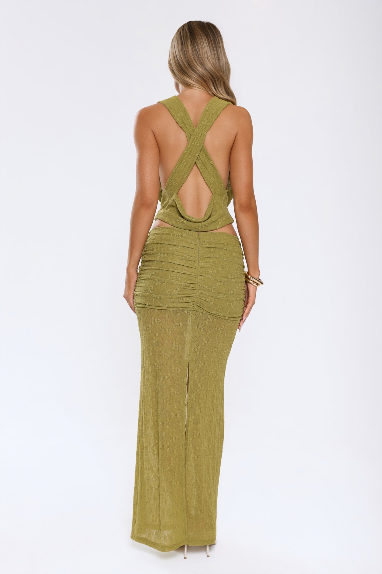 Hola Chica Cowl Neck Knit Top Olive