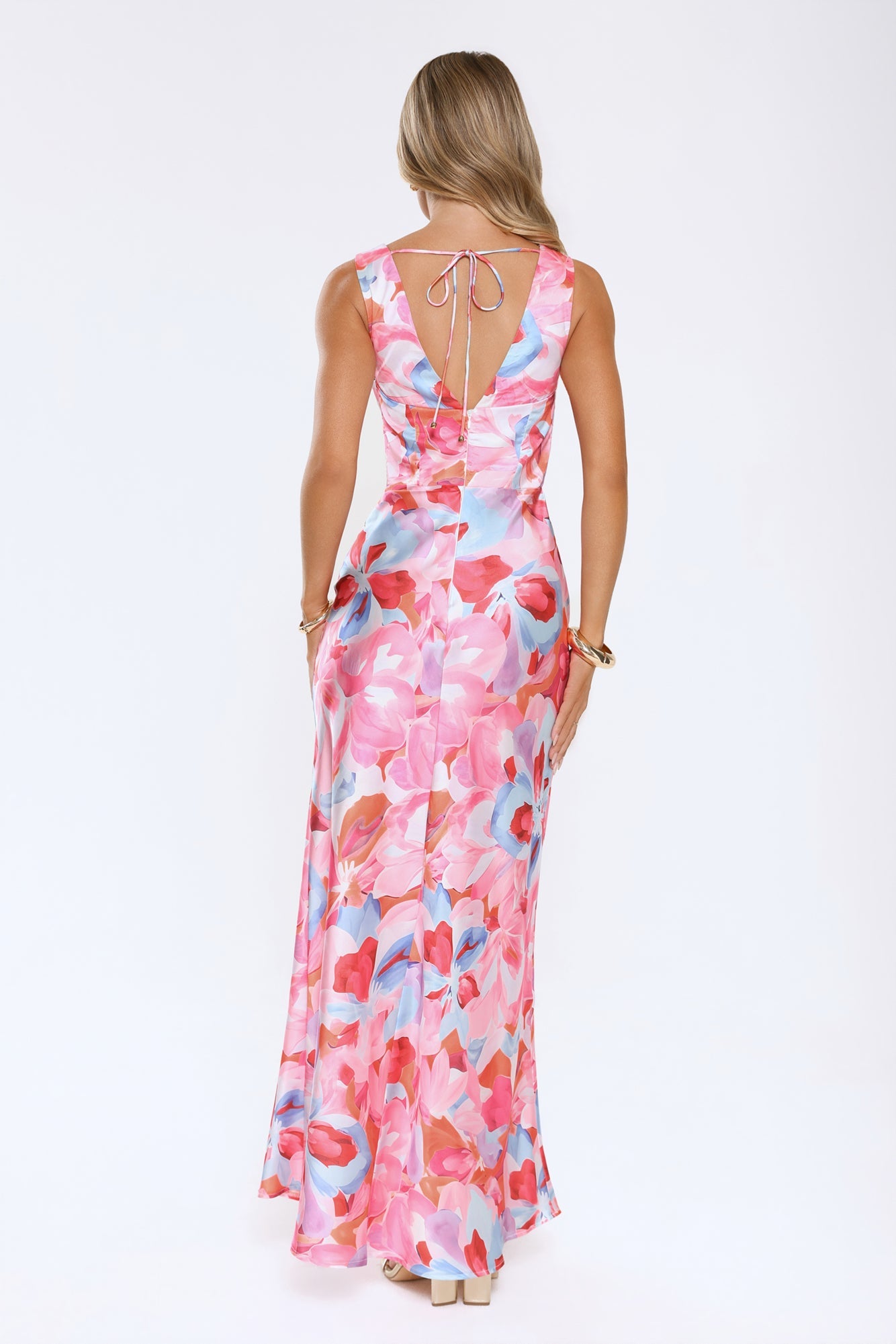 Hot Girl Hours Satin Maxi Dress Floral