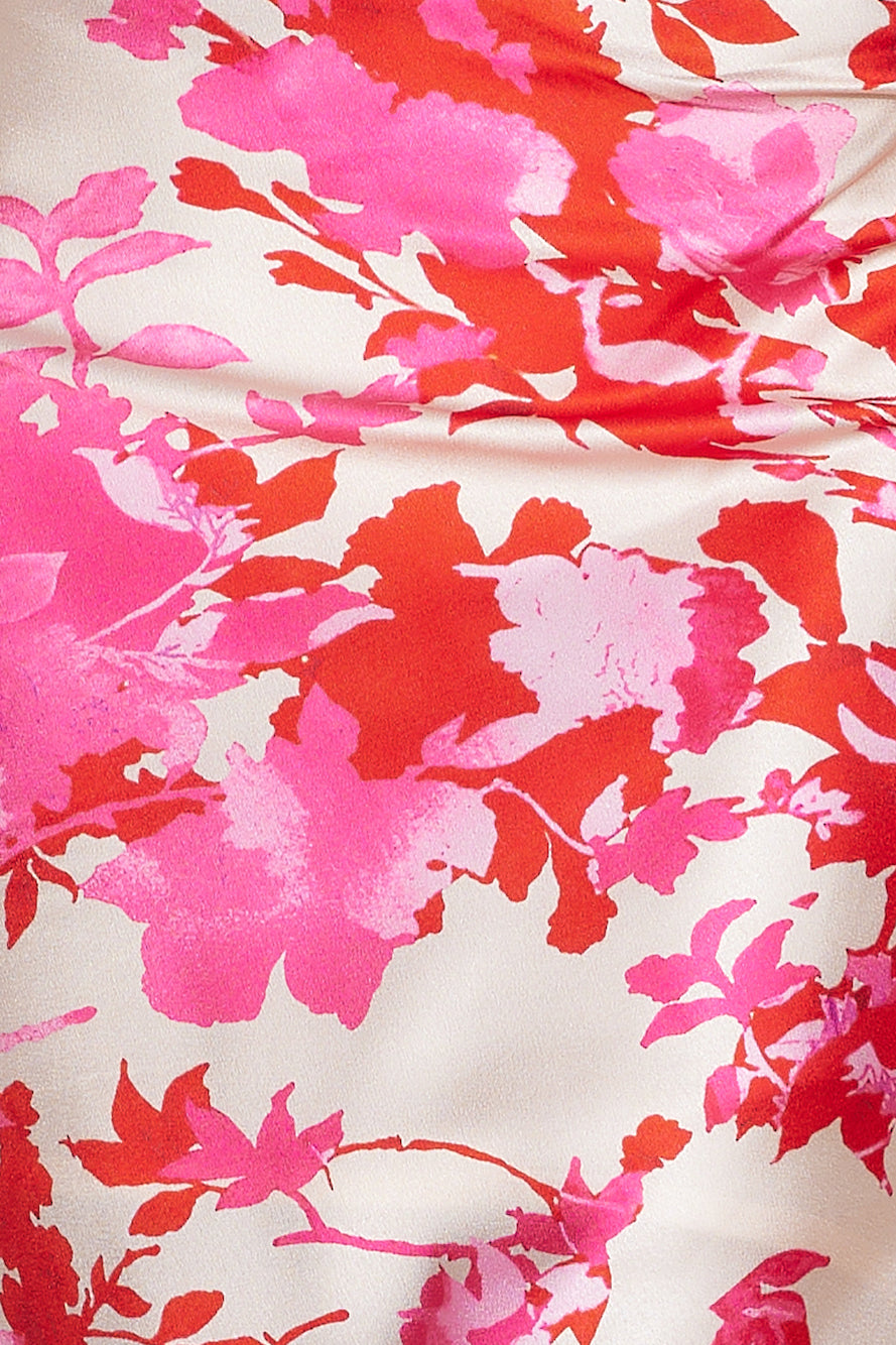Style Tree Satin Midi Dress Pink