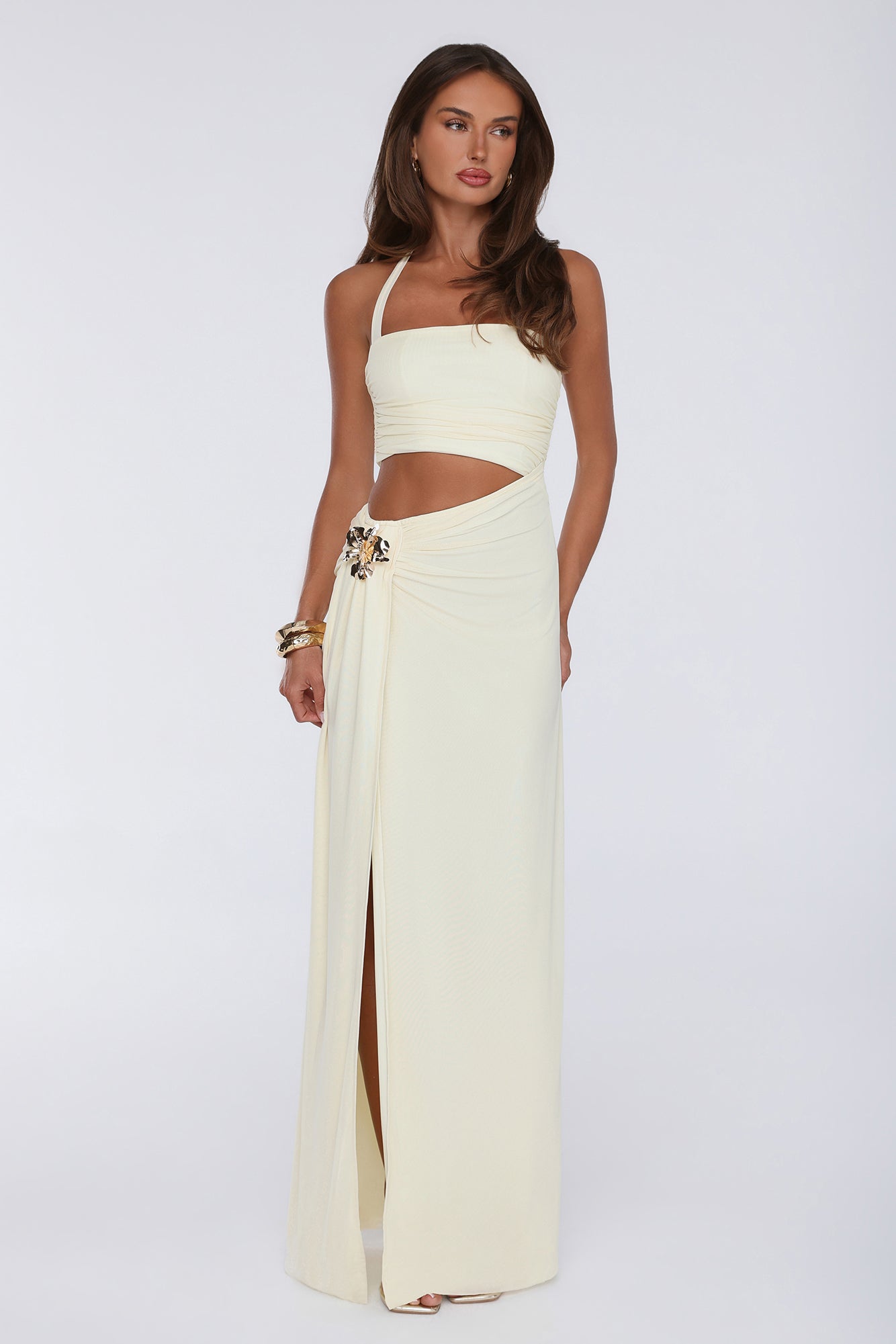 Secret Bloomers Halter Maxi Dress Yellow