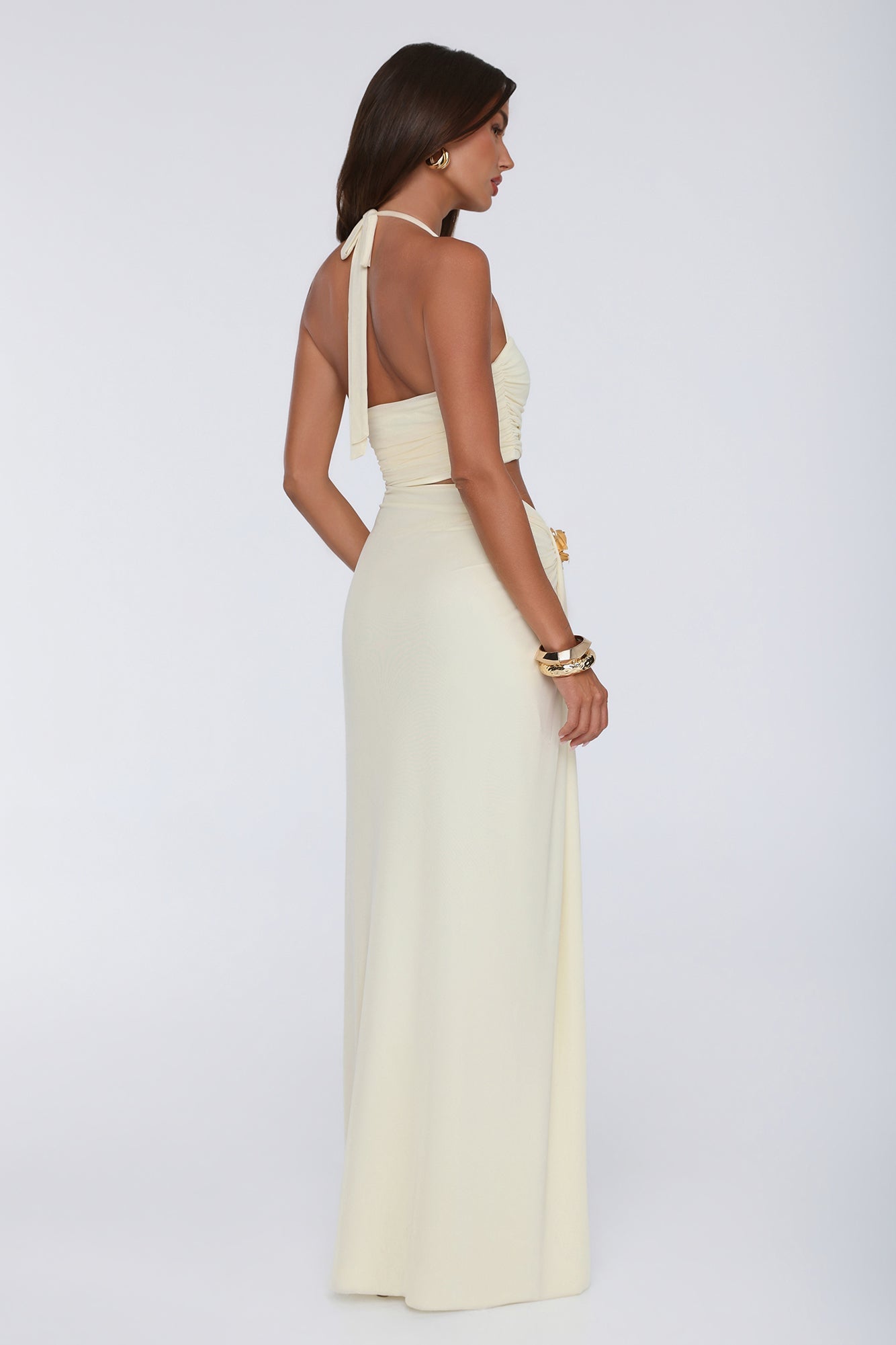 Secret Bloomers Halter Maxi Dress Yellow