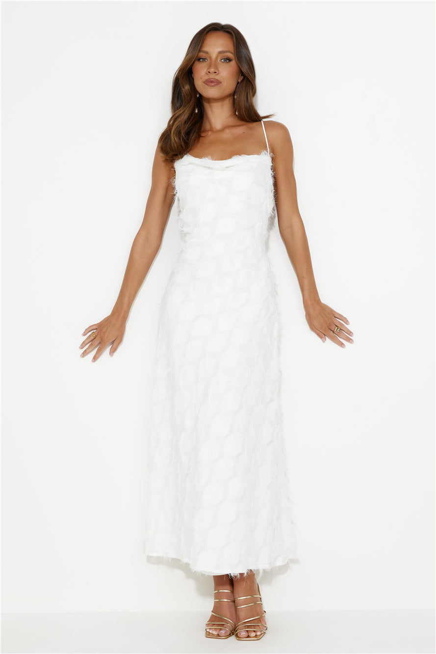 Never Unnoticed Cowl Neck Midi Dress White