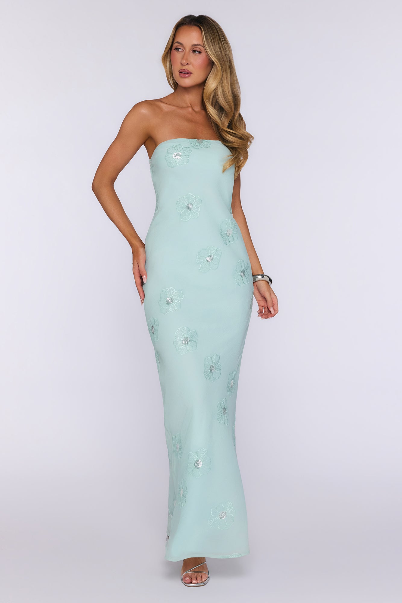 Enchanted Florals Strapless Maxi Dress Sage