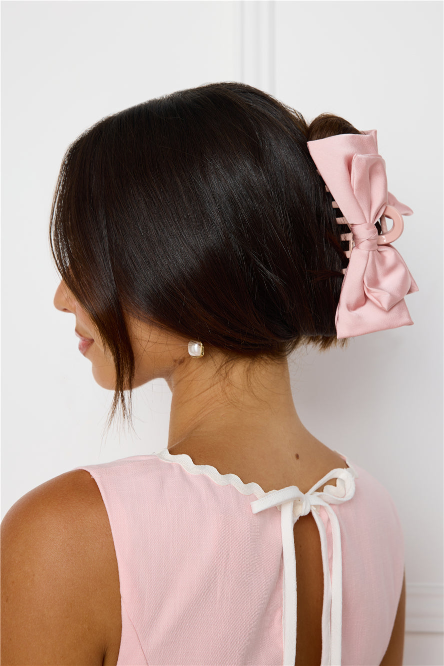 Fancy Bow Claw Clip Pink