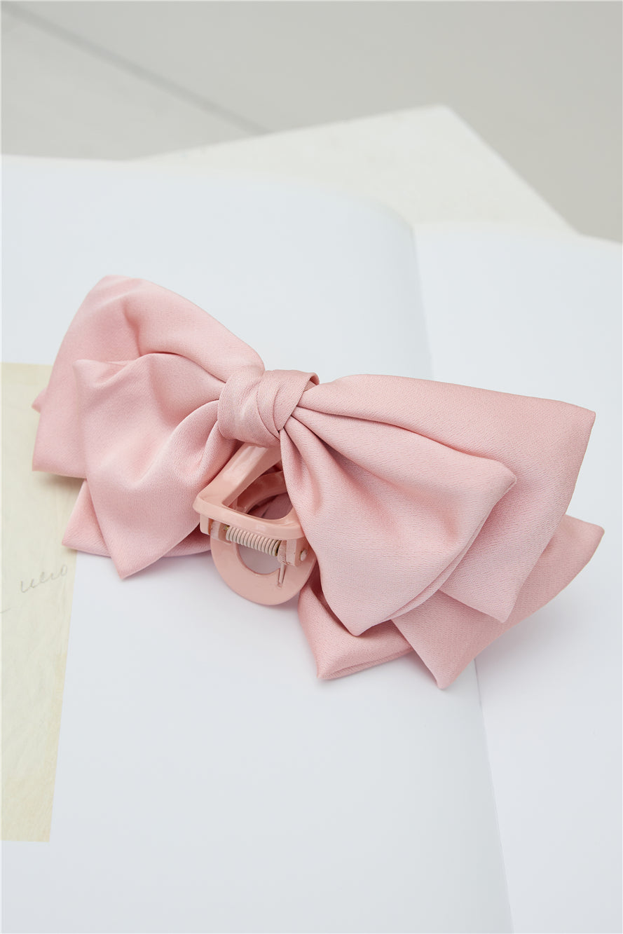 Fancy Bow Claw Clip Pink