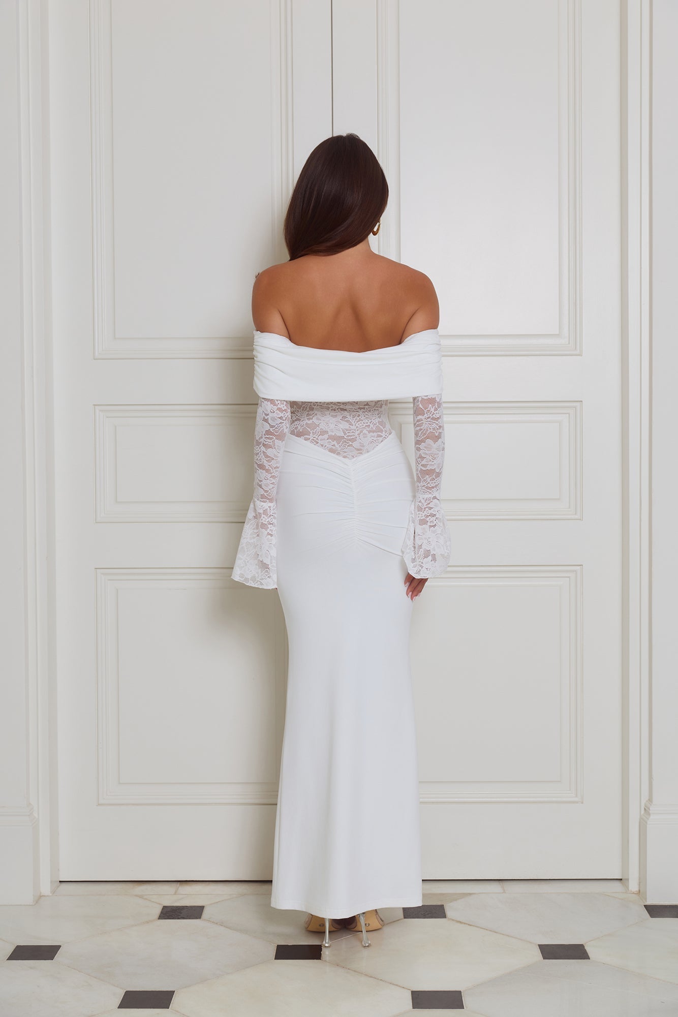 Luxe Temptress Off Shoulder Maxi Dress White
