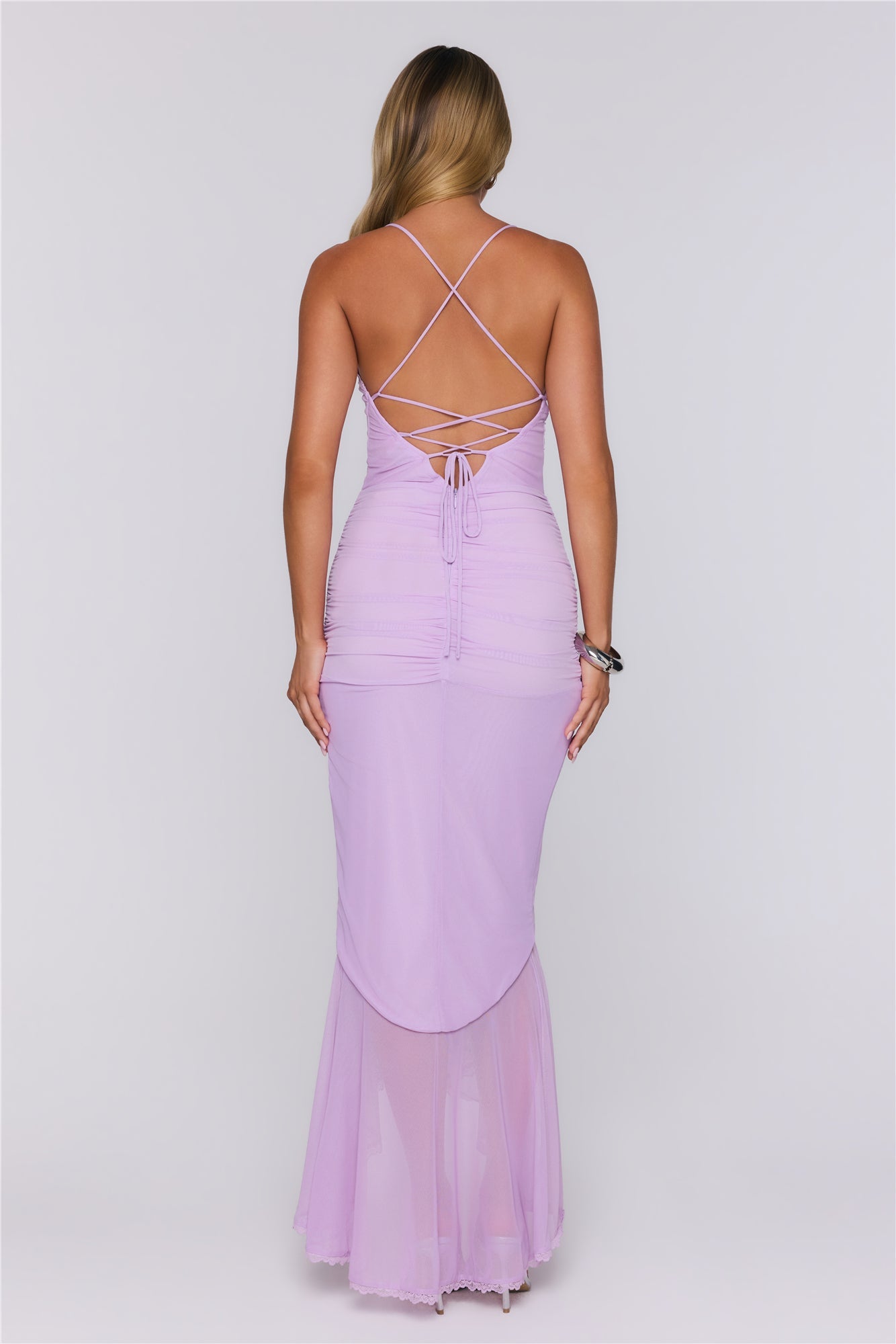 Dream Petal Path Mesh Maxi Dress Lilac
