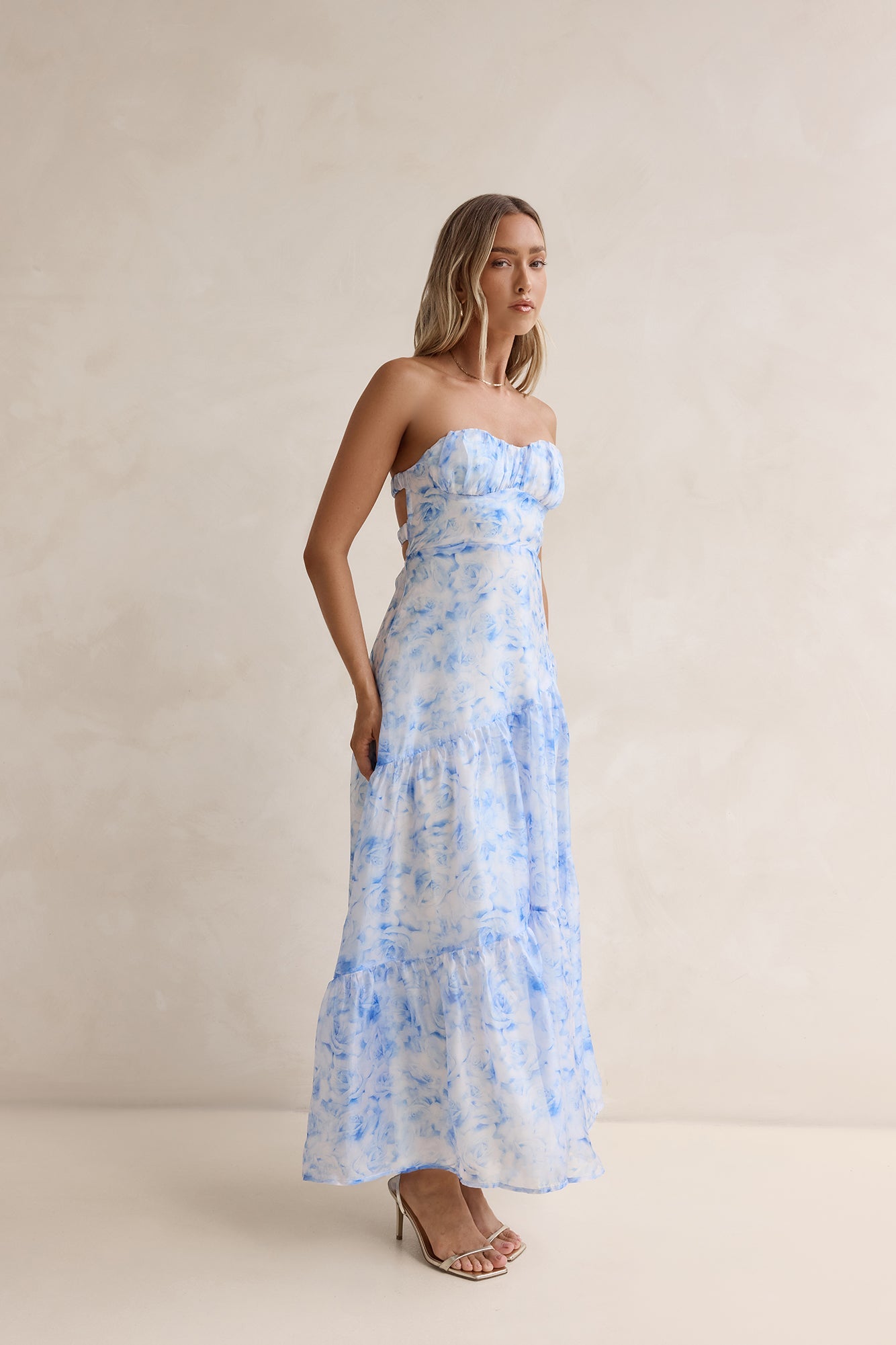 Her Best Version Strapless Maxi Dress Blue