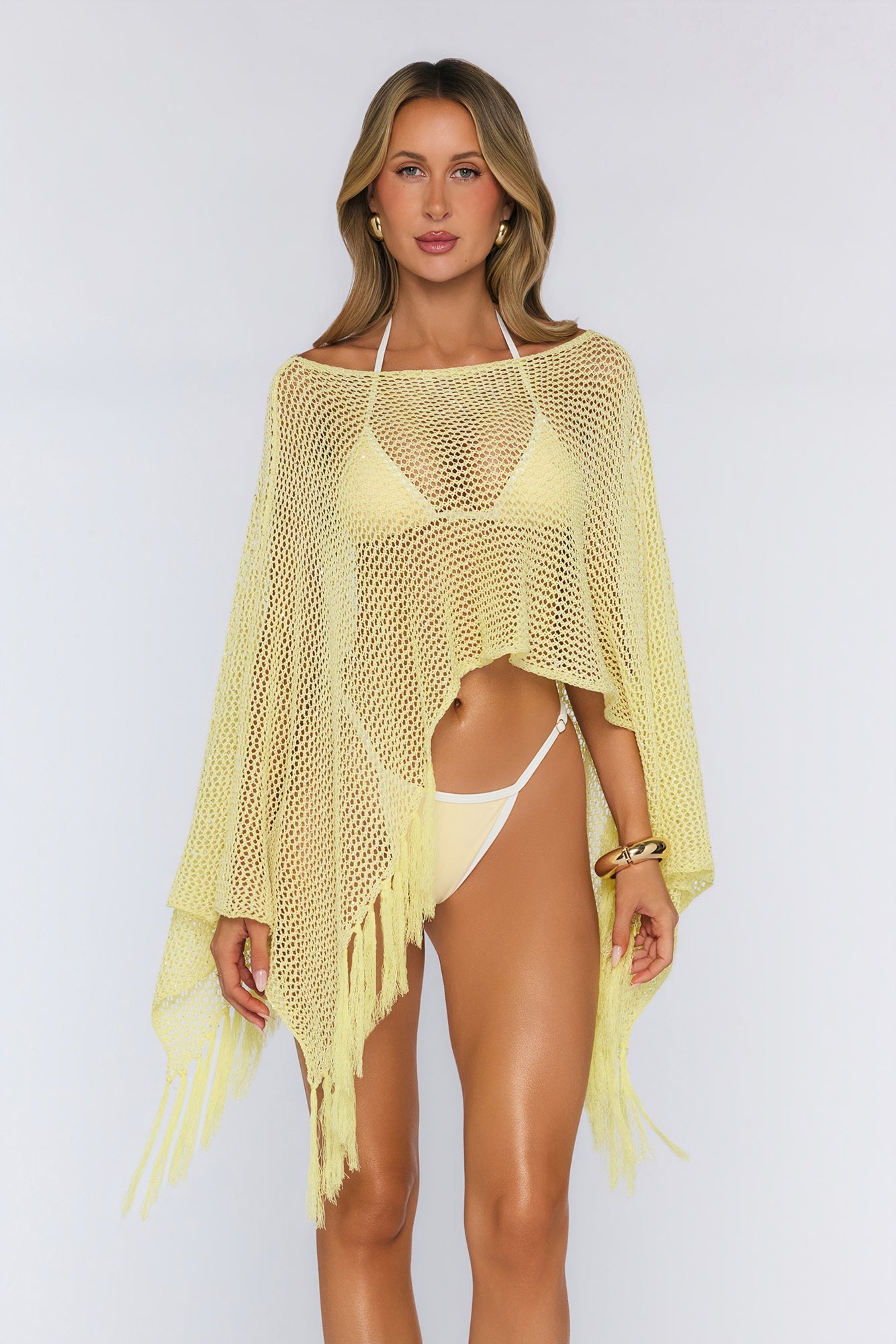 Fringe Poncho Yellow