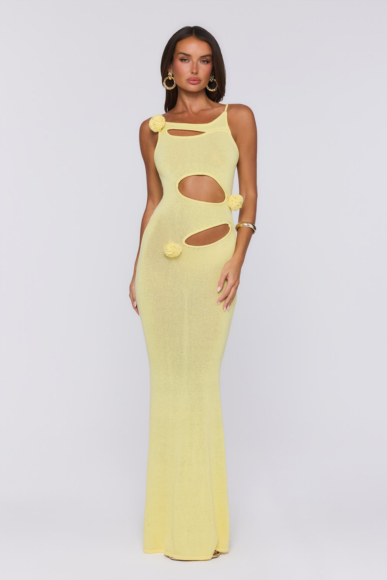 Wild Aura Knit Maxi Dress Yellow